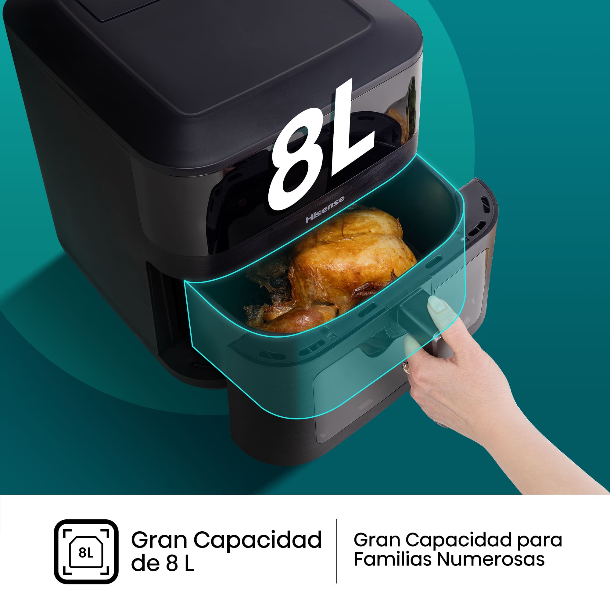 Hisense - Hisense HAF2100DCD Freidora de Aire 7,7 L