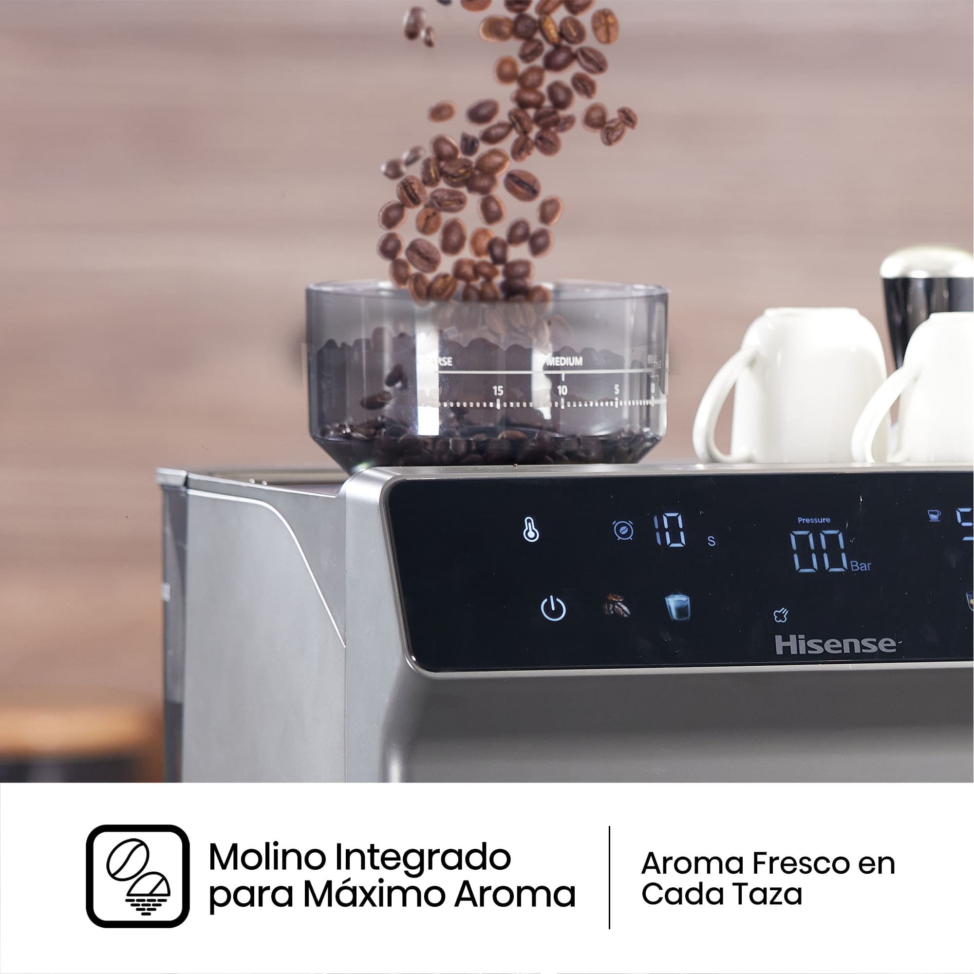 Hisense - Hisense HSACM20LP Cafetera Espresso Automática 20 Bar con Molinillo y PID