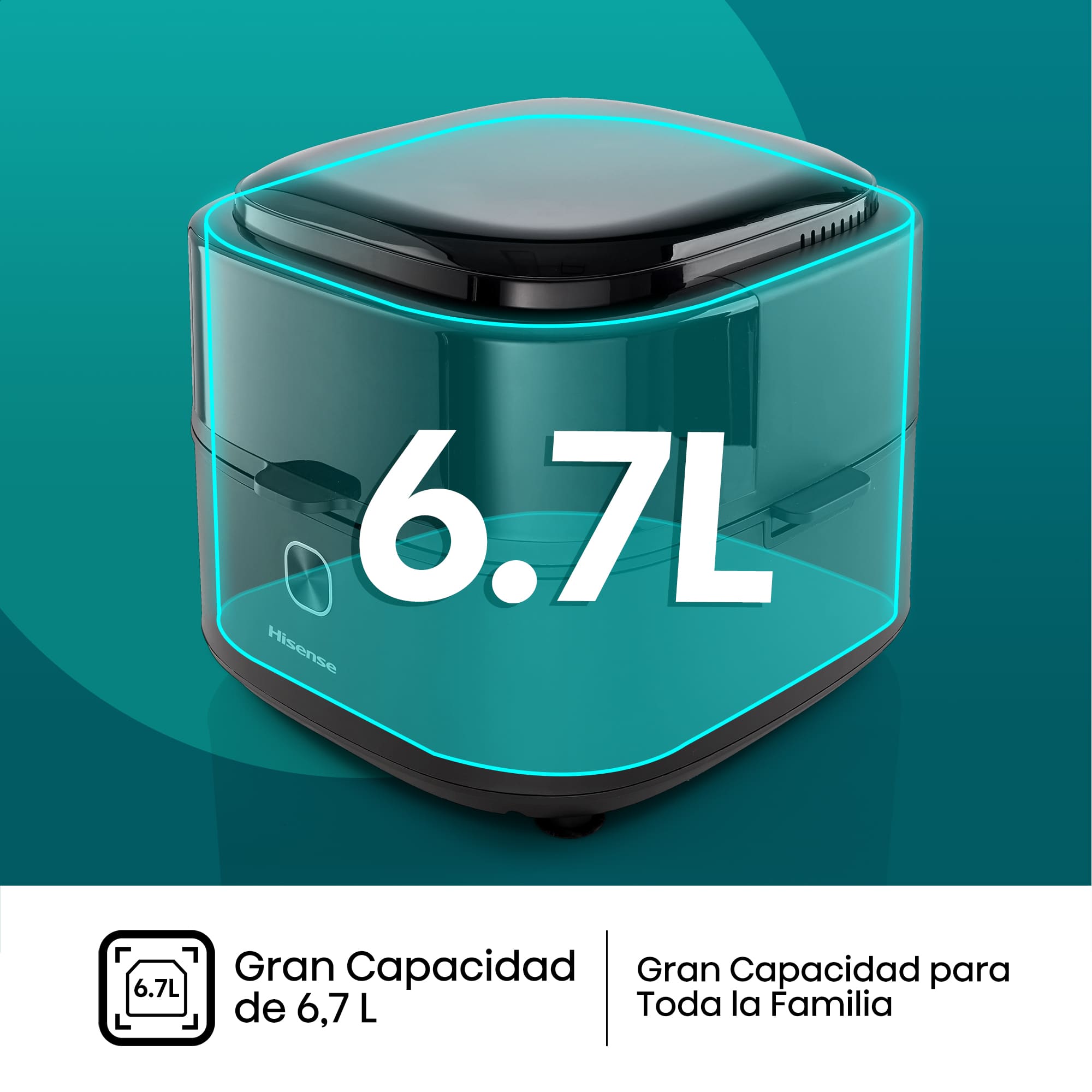 Hisense - Hisense HAF1350DR Freidora de Aire 6,7 L