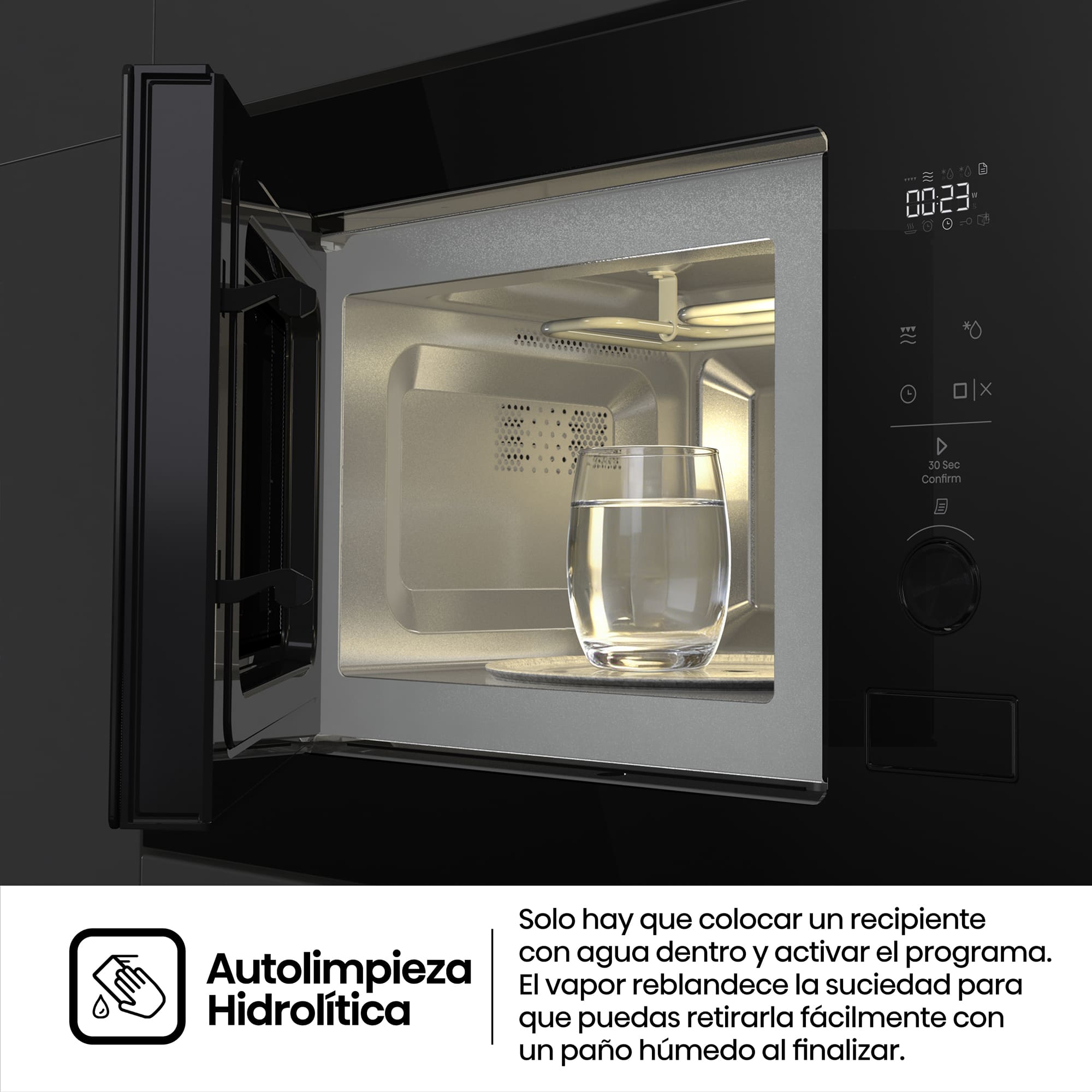 Hisense - BIM320G52BG – Microondas De Integración, Capacidad 20L, Color Cristal Negro