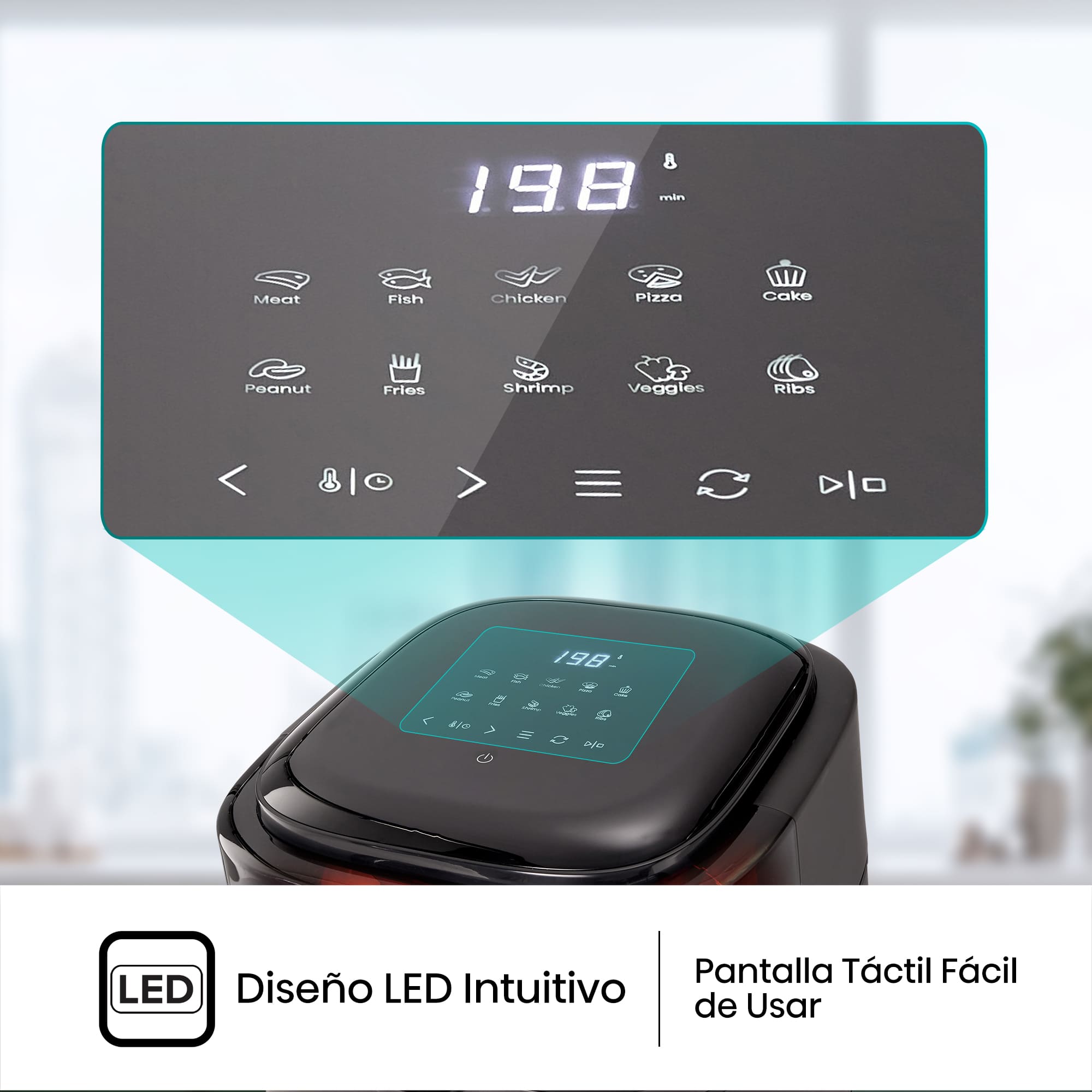 Hisense - Hisense HAF1350DR Freidora de Aire 6,7 L