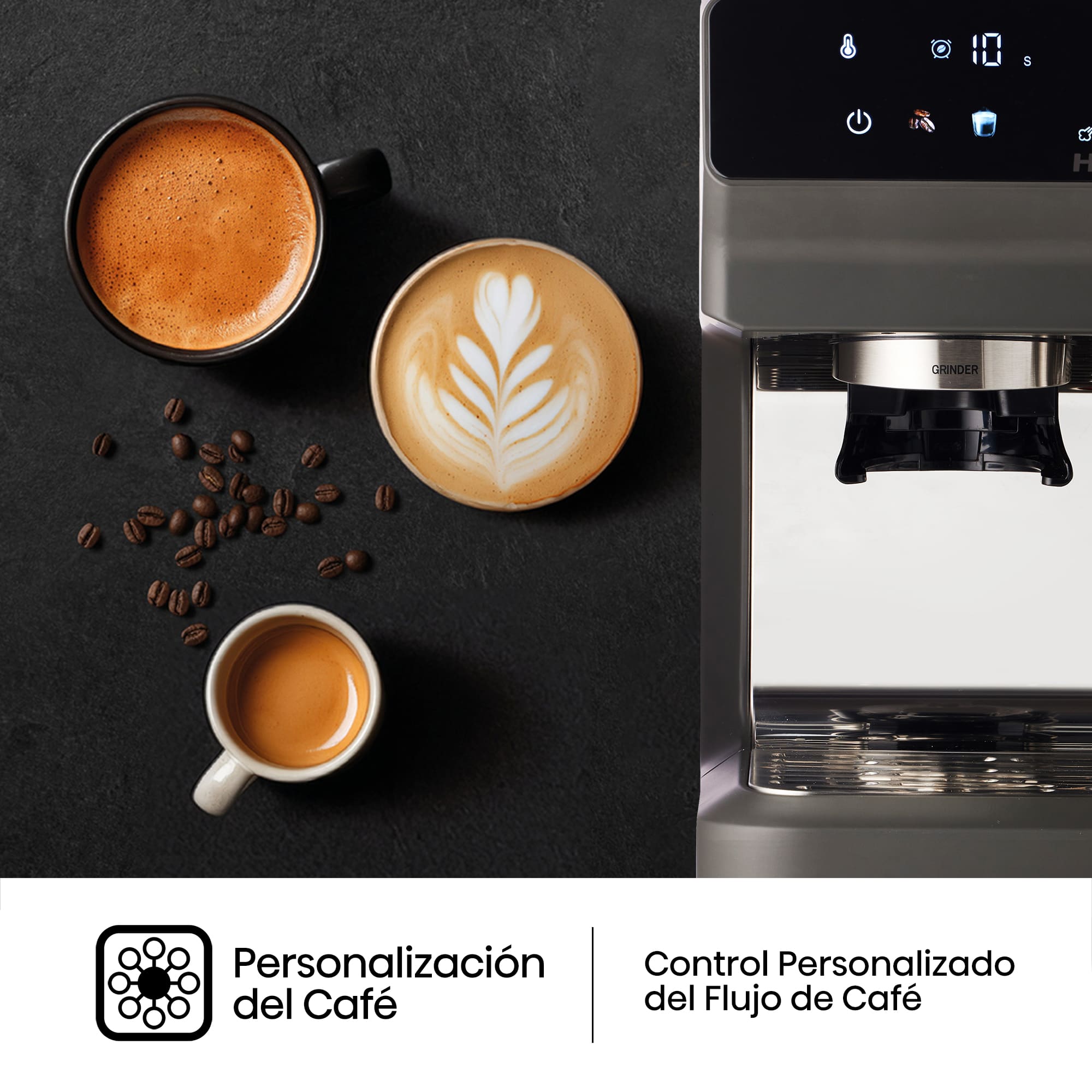 Hisense - Hisense HSACM20LP Cafetera Espresso Automática 20 Bar con Molinillo y PID