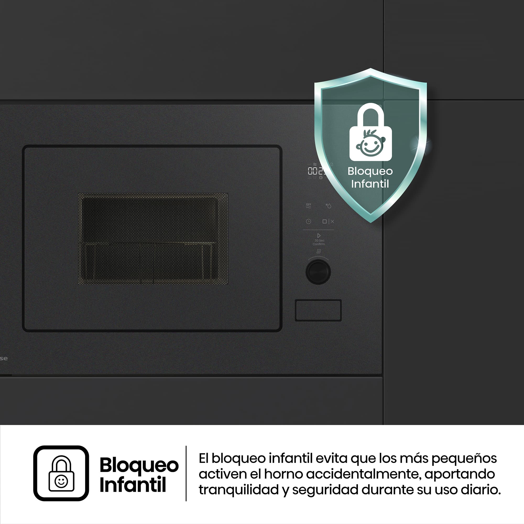 Hisense - BIM320G52MG – Microondas De Integración, Capacidad 20L, Color Negro Mate