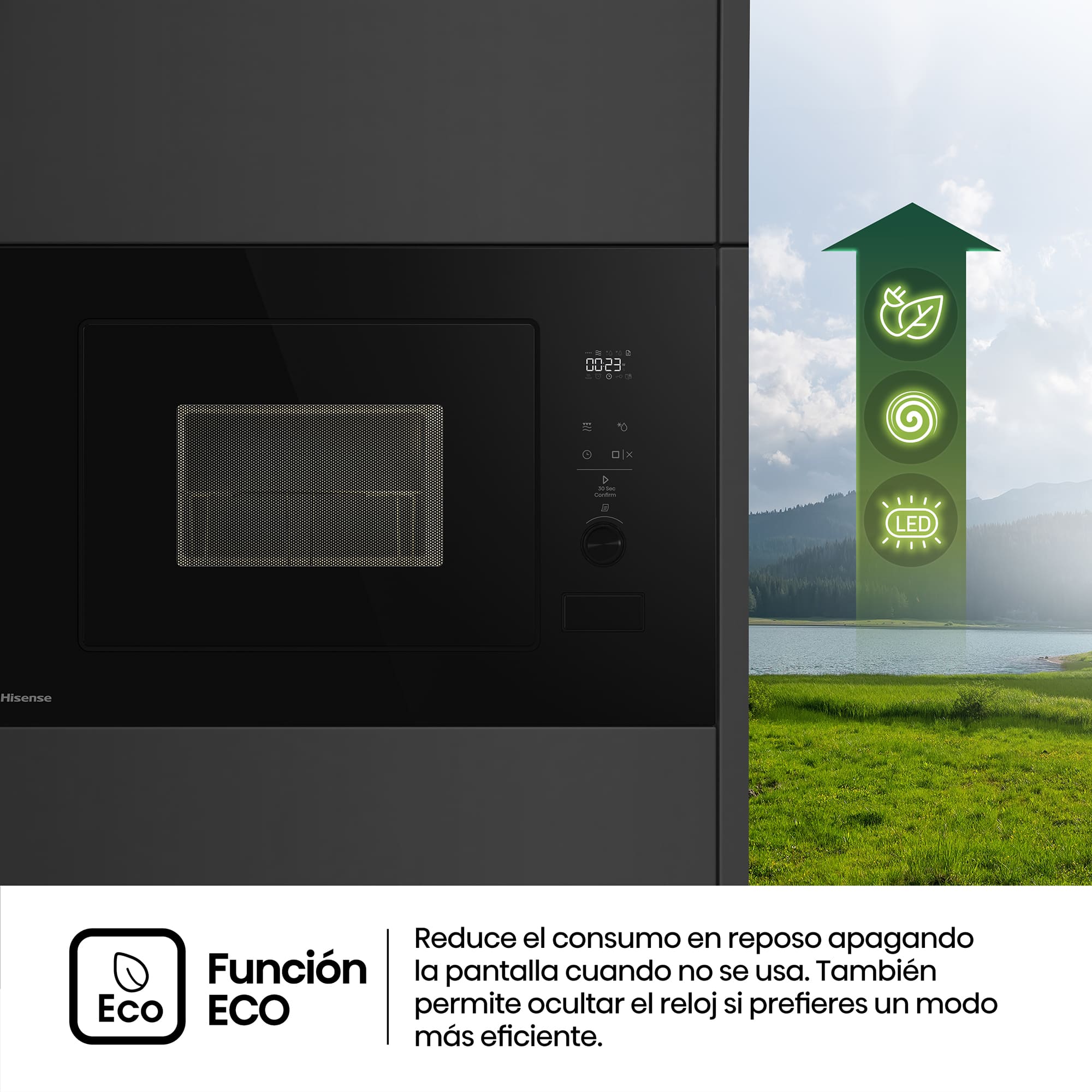 Hisense - BIM320G52BG – Microondas De Integración, Capacidad 20L, Color Cristal Negro
