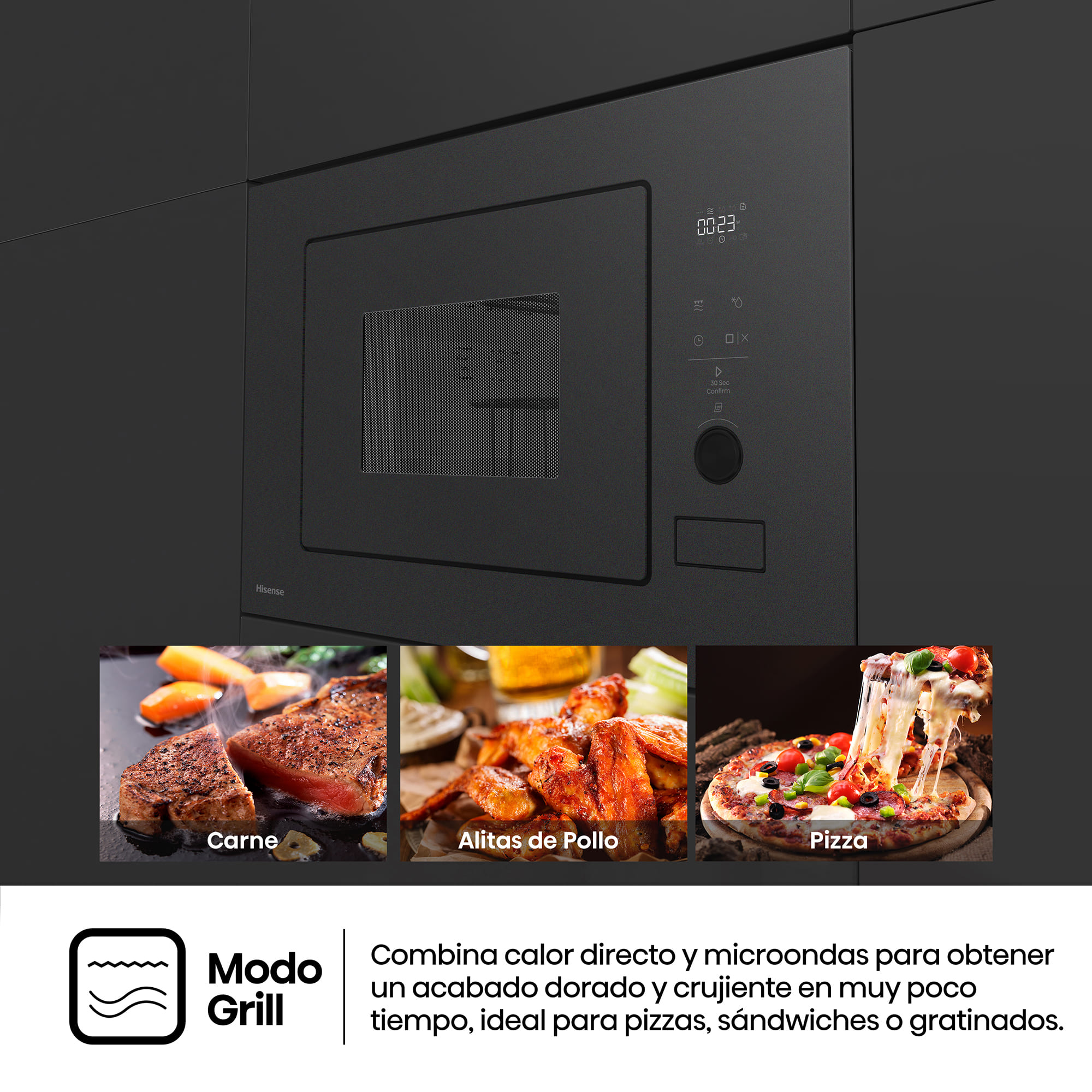 Hisense - BIM320G52MG – Microondas De Integración, Capacidad 20L, Color Negro Mate