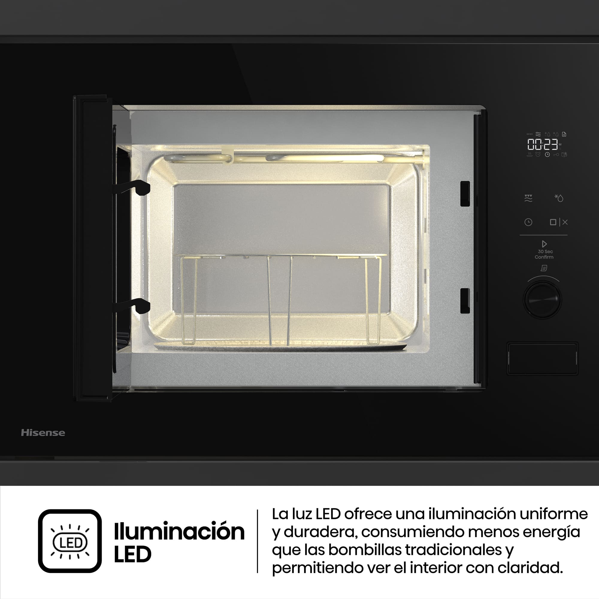 Hisense - BIM320G52BG – Microondas De Integración, Capacidad 20L, Color Cristal Negro