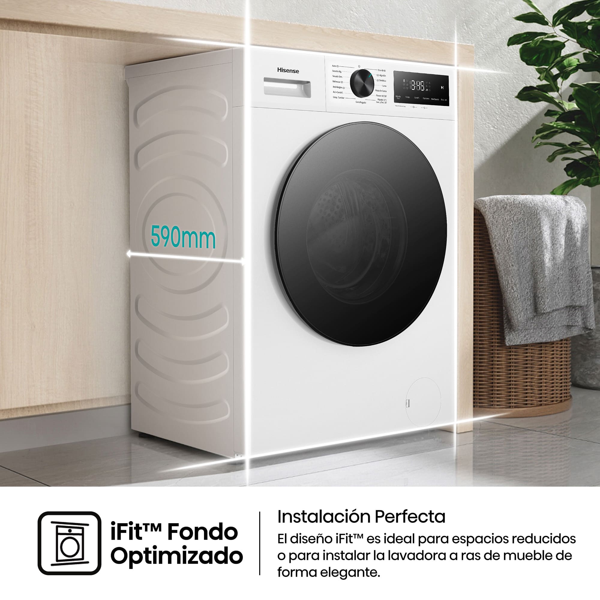 Hisense - WD1I1142BWL2 – Lavasecadora De Libre Instalación, Clase D, Capacidad 11 kg/7 kg, 1400 rpm, Color Blanco