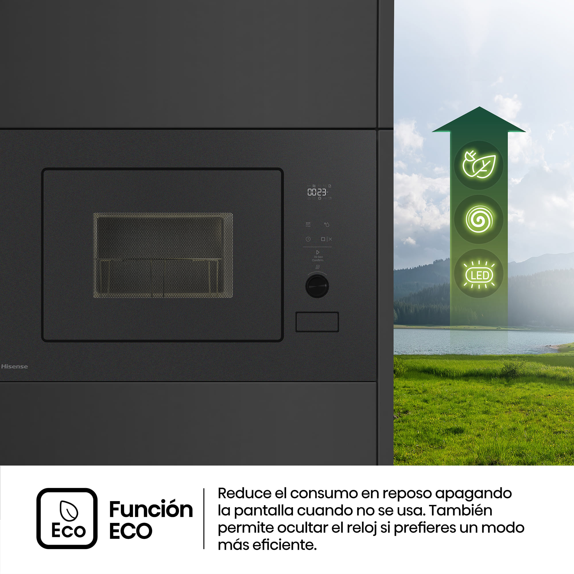 Hisense - BIM320G52MG – Microondas De Integración, Capacidad 20L, Color Negro Mate