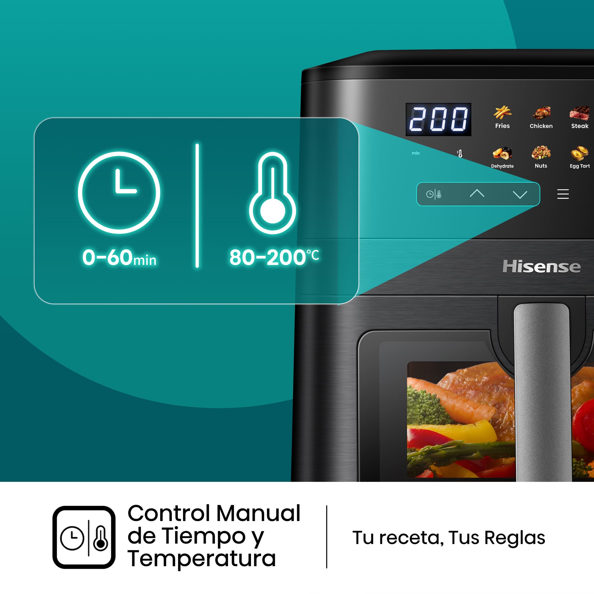 Hisense - Hisense HAF2100DCD Freidora de Aire 7,7 L