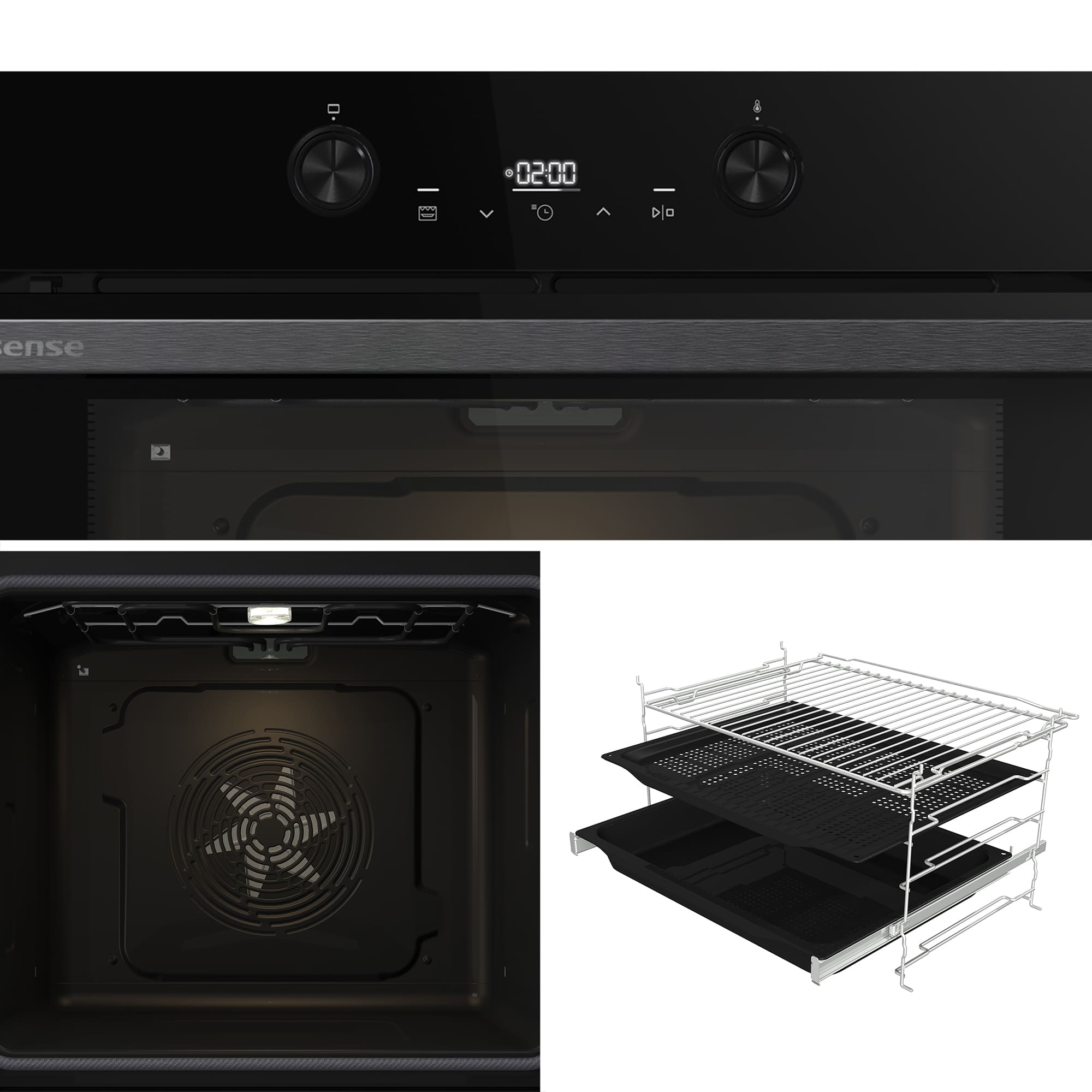 Hisense - BI64223EPBG – Horno Pirolítico, Clase A++, Capacidad 78L, Color Cristal Negro