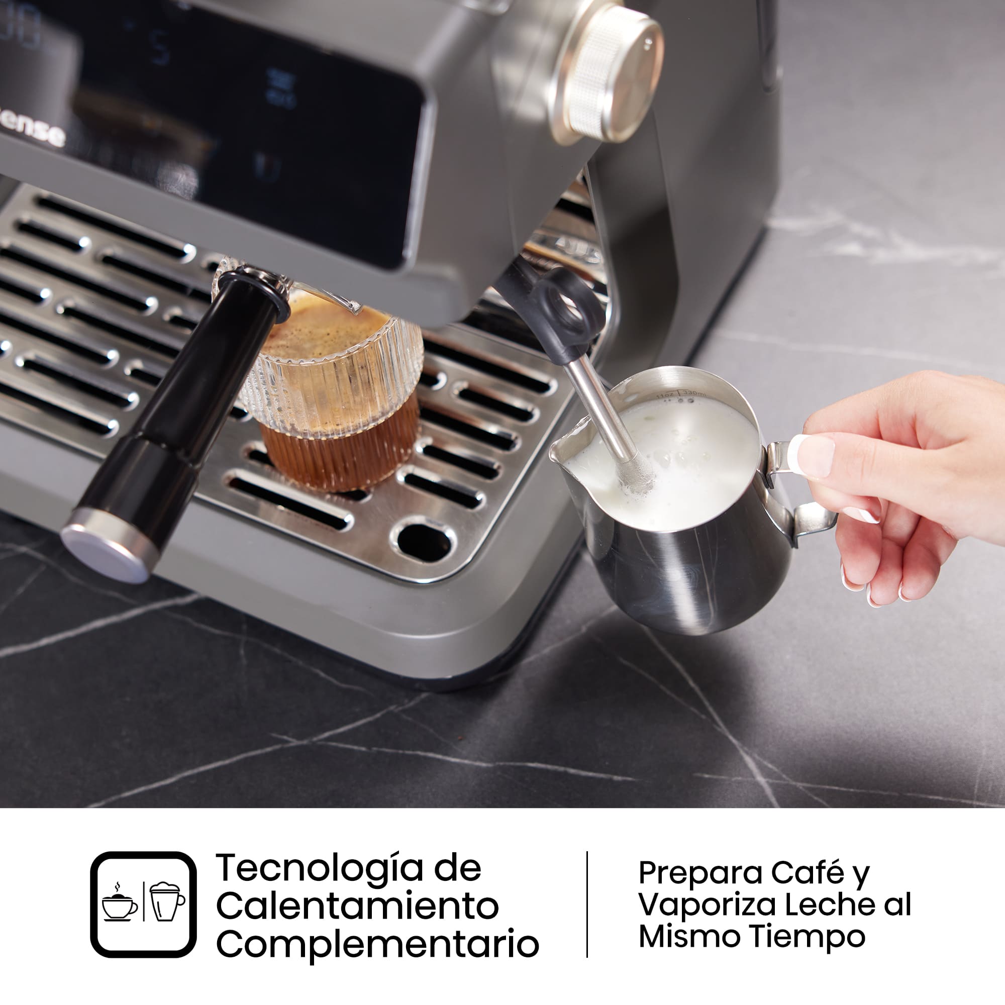 Hisense - Hisense HSACM20LP Cafetera Espresso Automática 20 Bar con Molinillo y PID