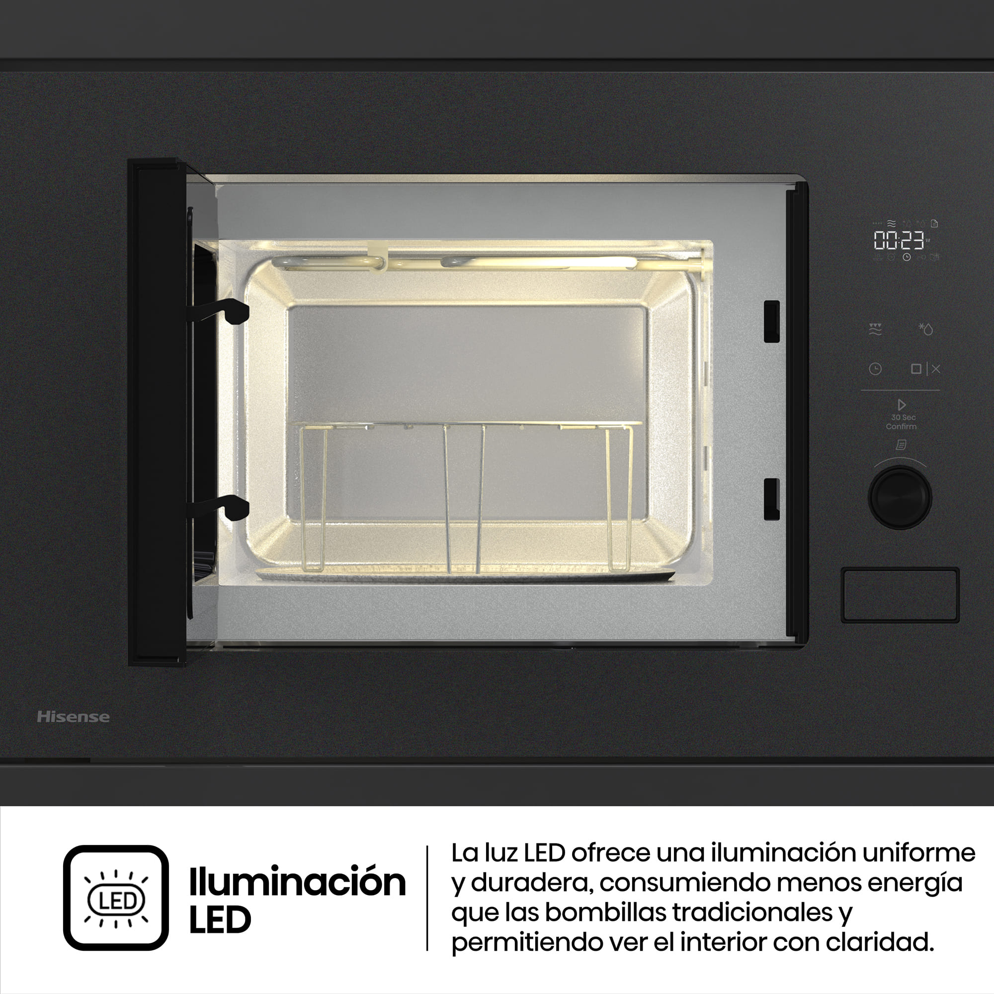 Hisense - BIM320G52MG – Microondas De Integración, Capacidad 20L, Color Negro Mate