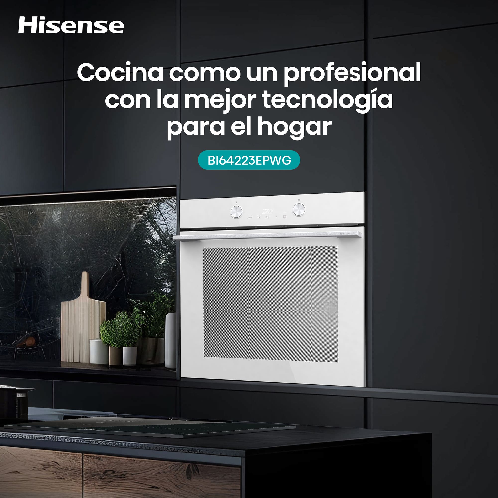 Hisense - BI64223EPWG – Horno Pirolítico, Clase A++, Capacidad 78L, Color Cristal Blanco