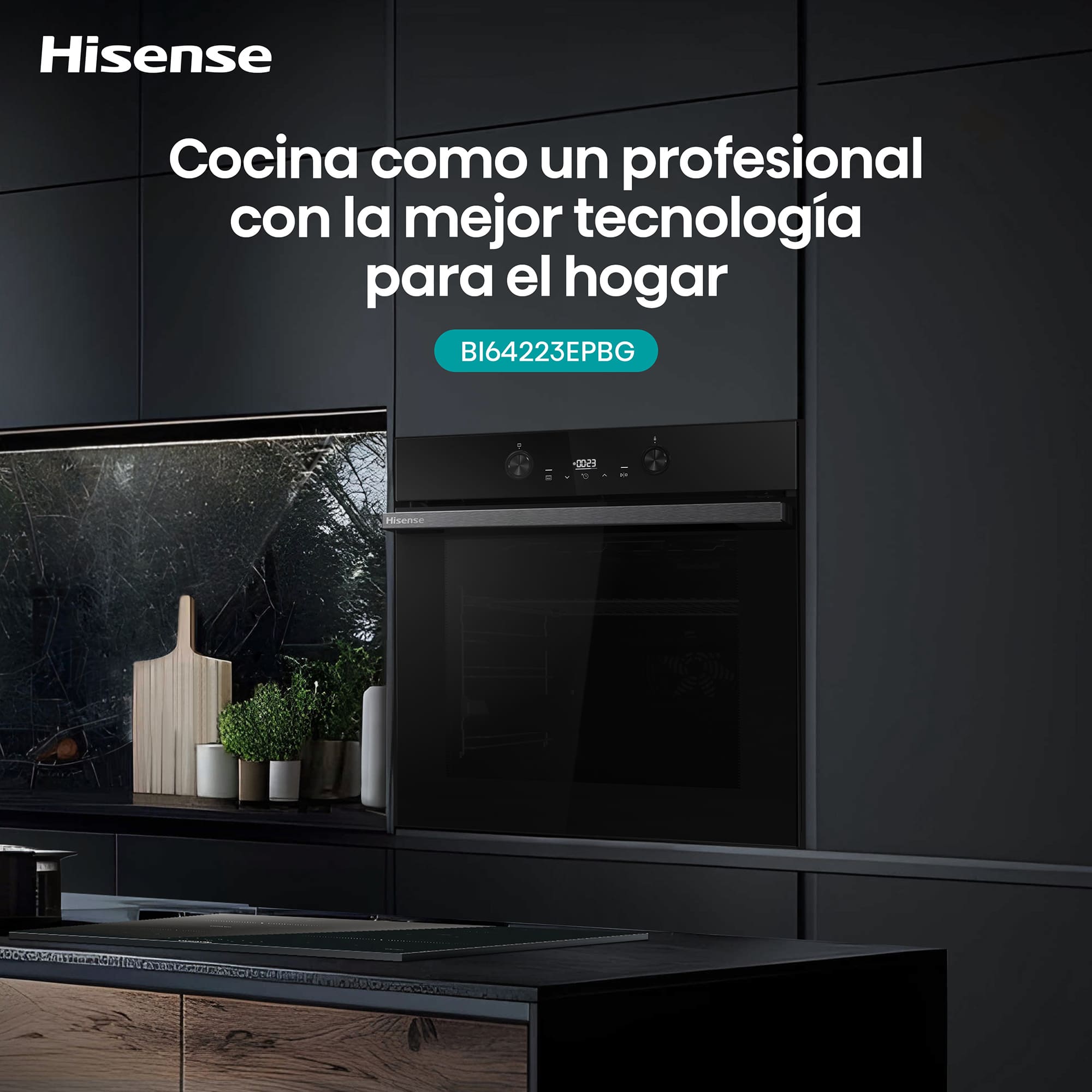 Hisense - BI64223EPBG – Horno Pirolítico, Clase A++, Capacidad 78L, Color Cristal Negro