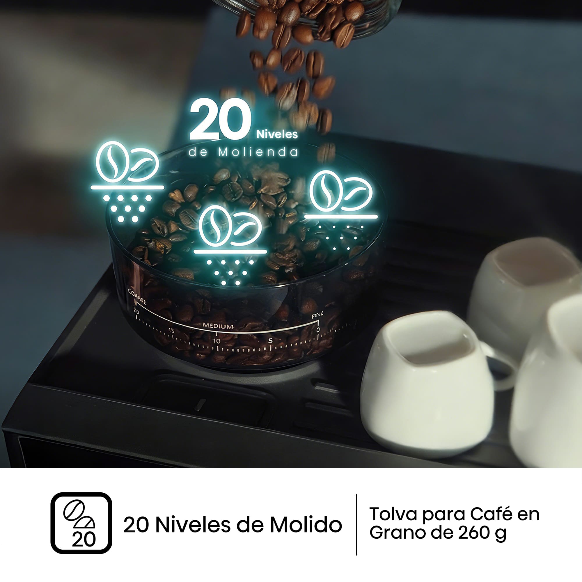 Hisense - Hisense HSACM20LP Cafetera Espresso Automática 20 Bar con Molinillo y PID