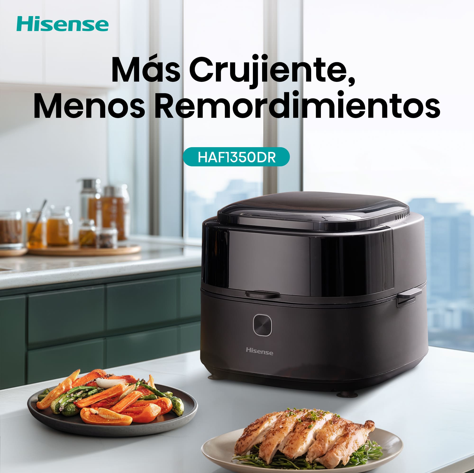Hisense - Hisense HAF1350DR Freidora de Aire 6,7 L