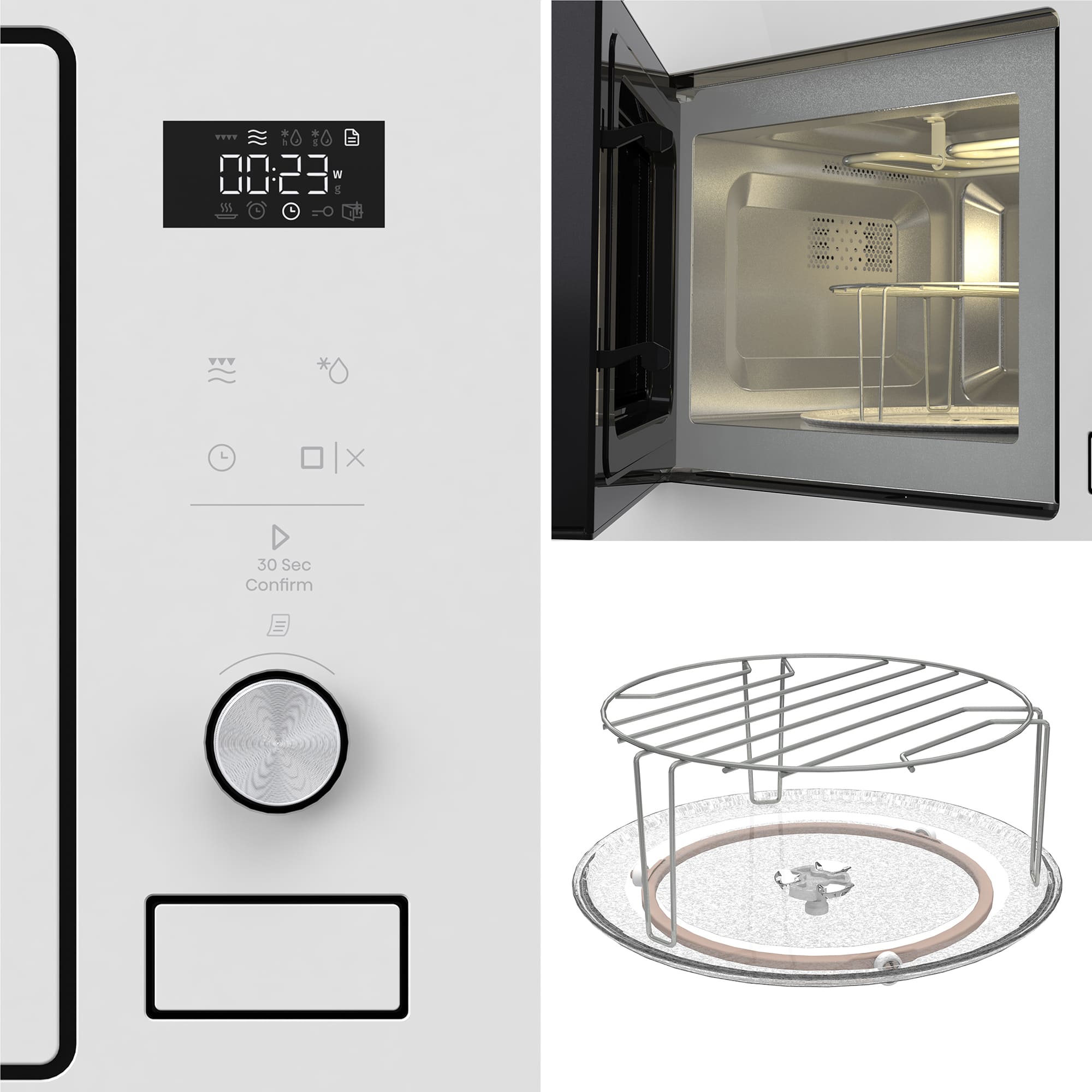 Hisense - BIM320G52WG – Microondas De Integración, Capacidad 20L, Color Cristal Blanco
