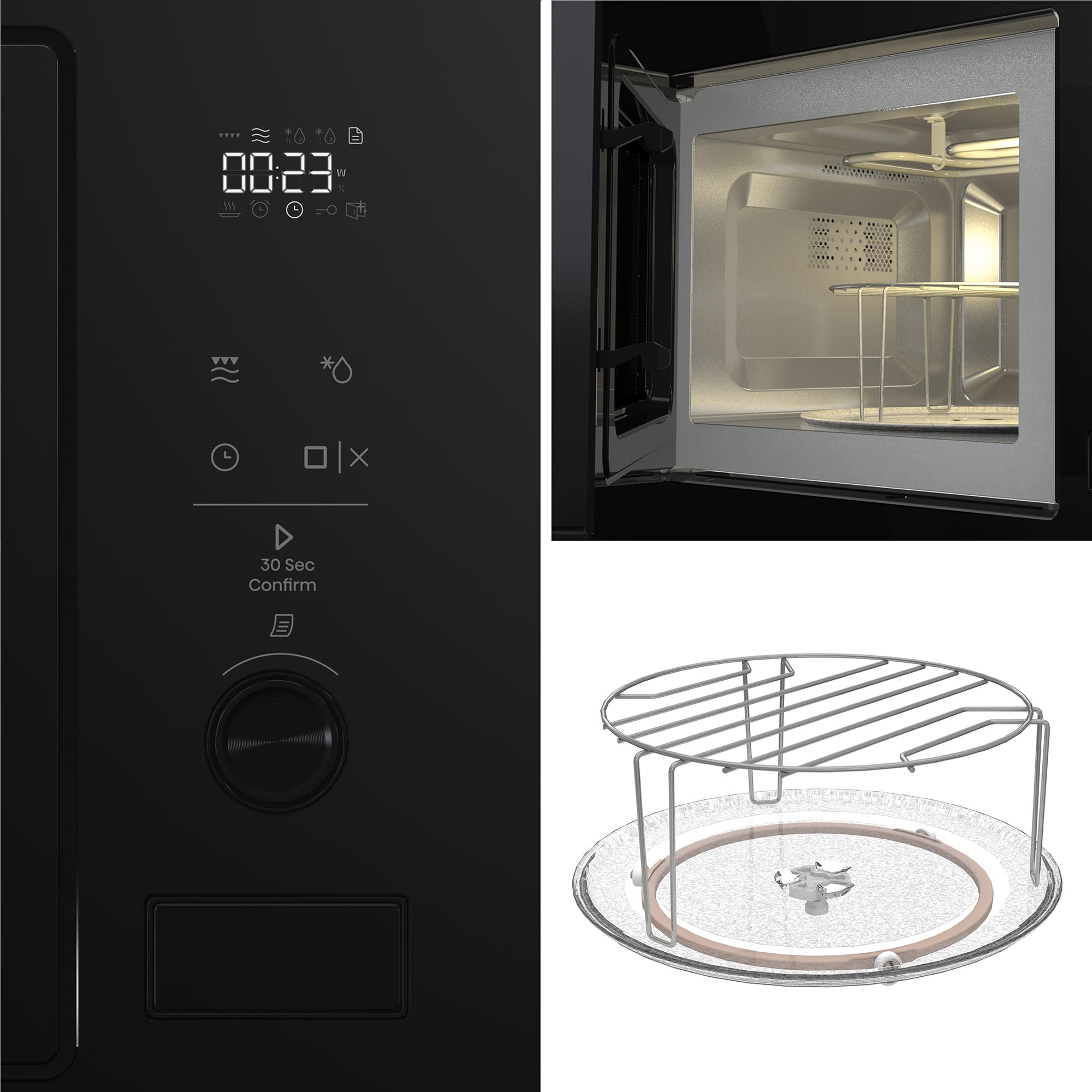 Hisense - BIM320G52BG – Microondas De Integración, Capacidad 20L, Color Cristal Negro