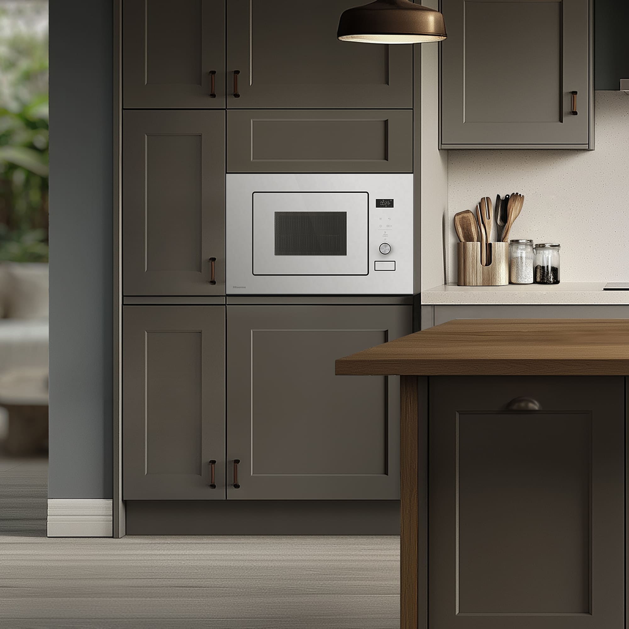 Hisense - BIM320G52WG – Microondas De Integración, Capacidad 20L, Color Cristal Blanco