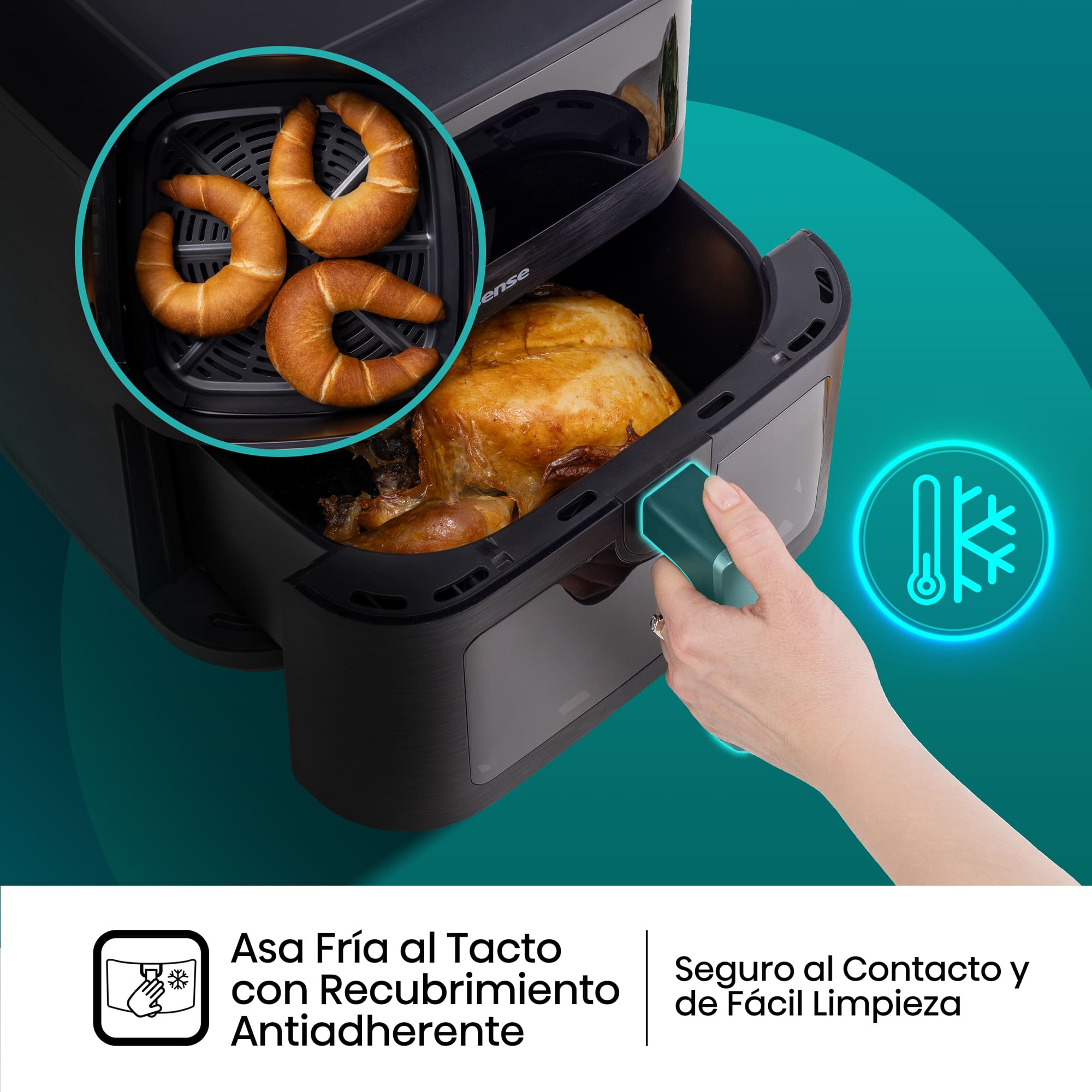 Hisense - Hisense HAF2100DCD Freidora de Aire 7,7 L