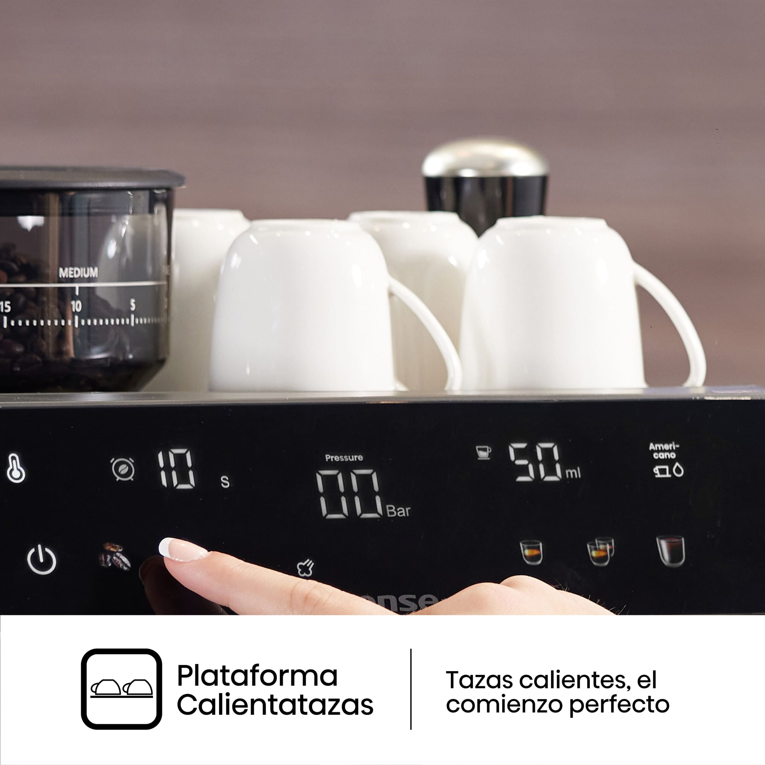 Hisense - Hisense HSACM20LP Cafetera Espresso Automática 20 Bar con Molinillo y PID