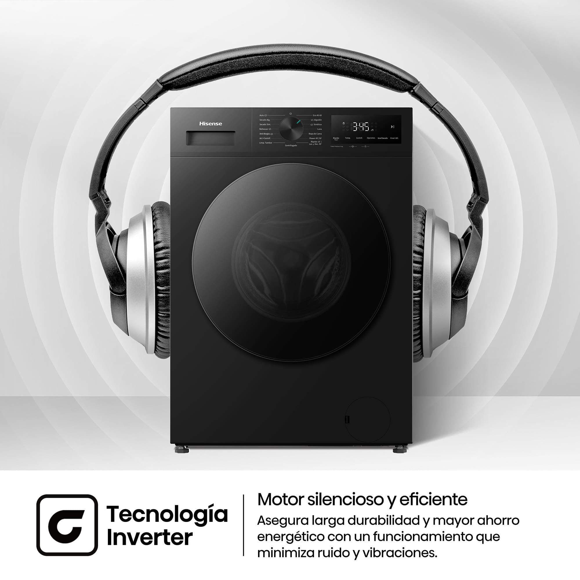 Hisense - WD1I1142BBL2 – Lavasecadora De Libre Instalación, Clase D, Capacidad 11 kg/7 kg, 1400 rpm, Color Negro