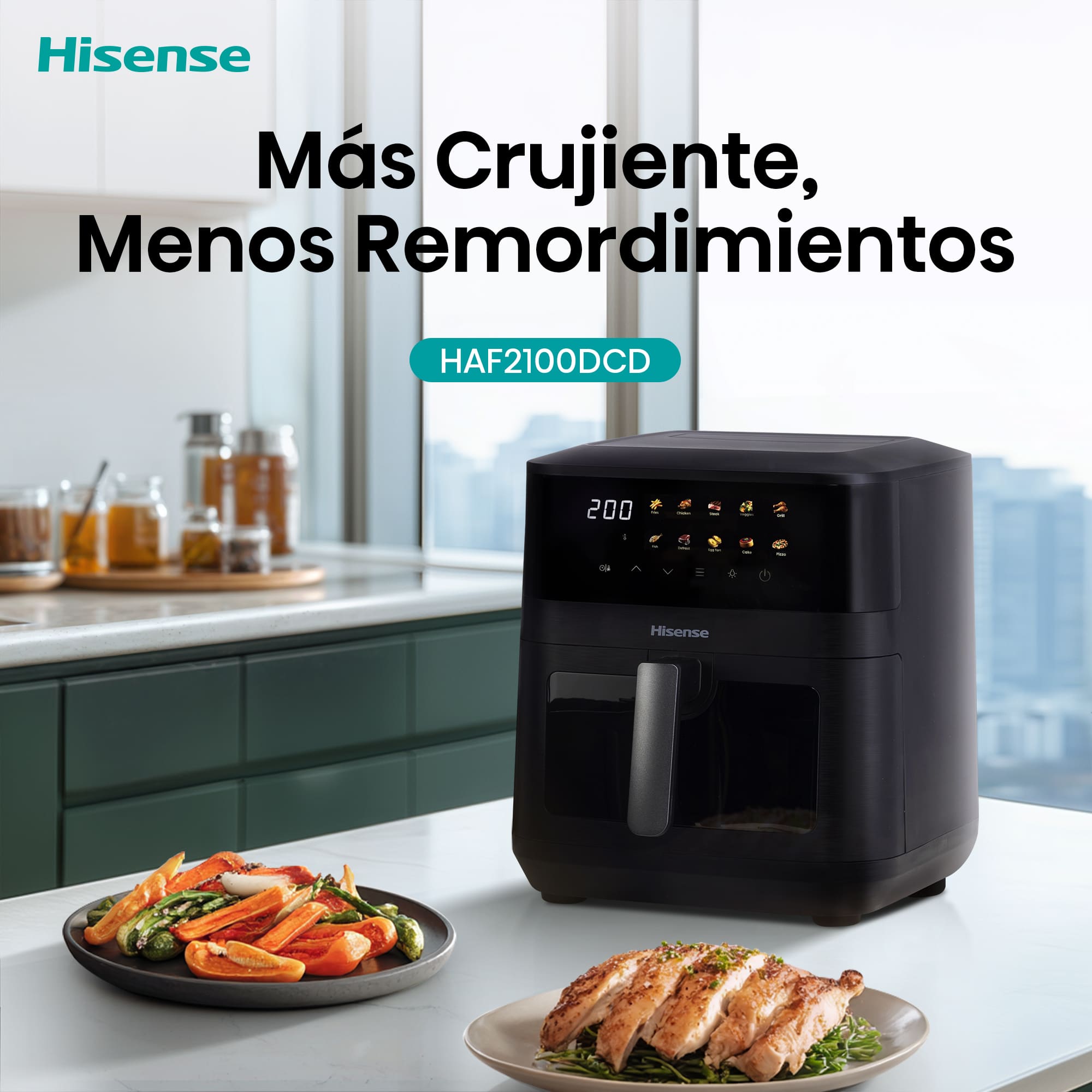 Hisense - Hisense HAF2100DCD Freidora de Aire 7,7 L