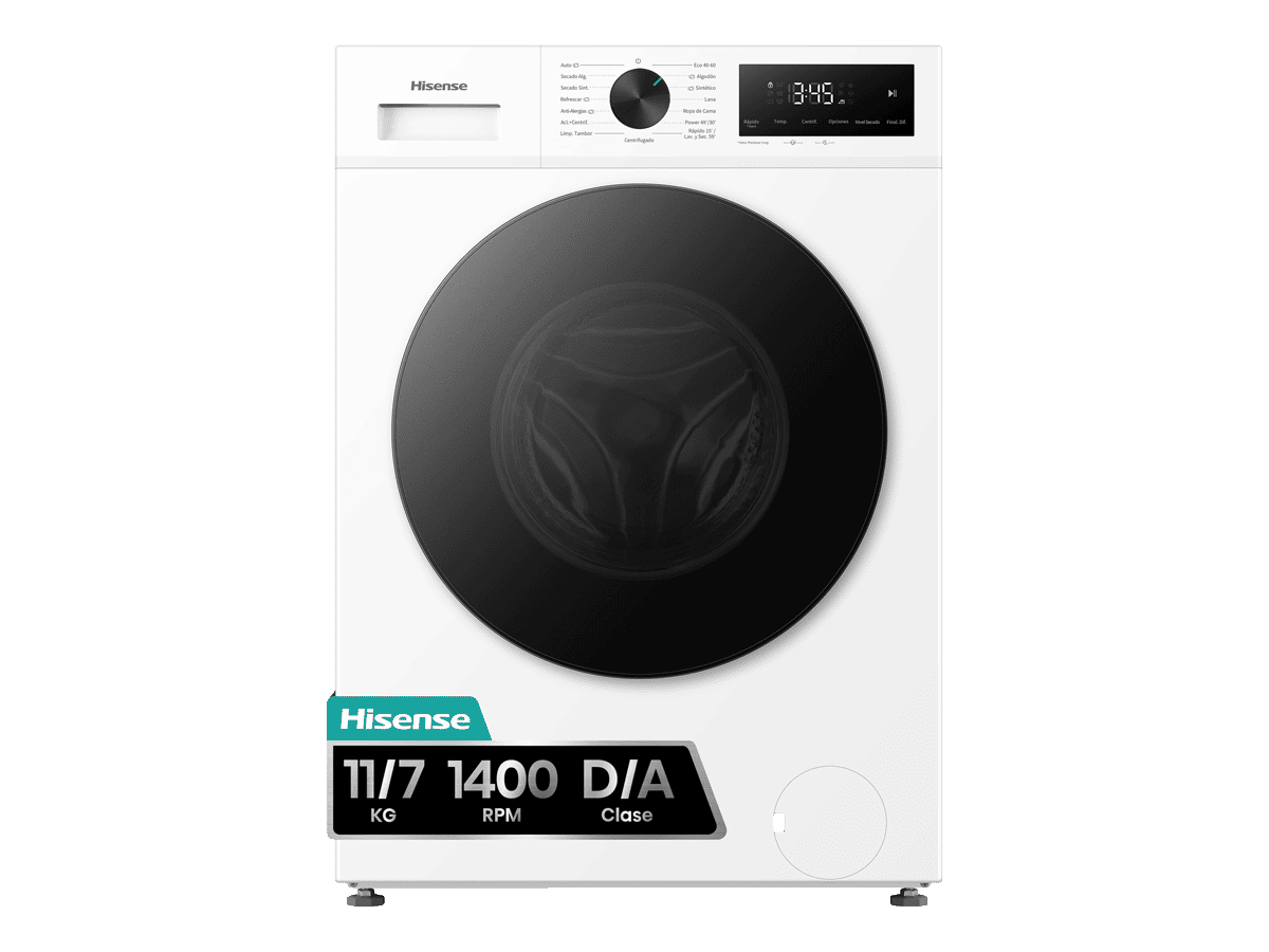 WD1I1142BWL2 - Lavasecadora De Libre Instalación, Clase D, Capacidad 11 kg/7 kg, 1400 rpm, Color Blanco