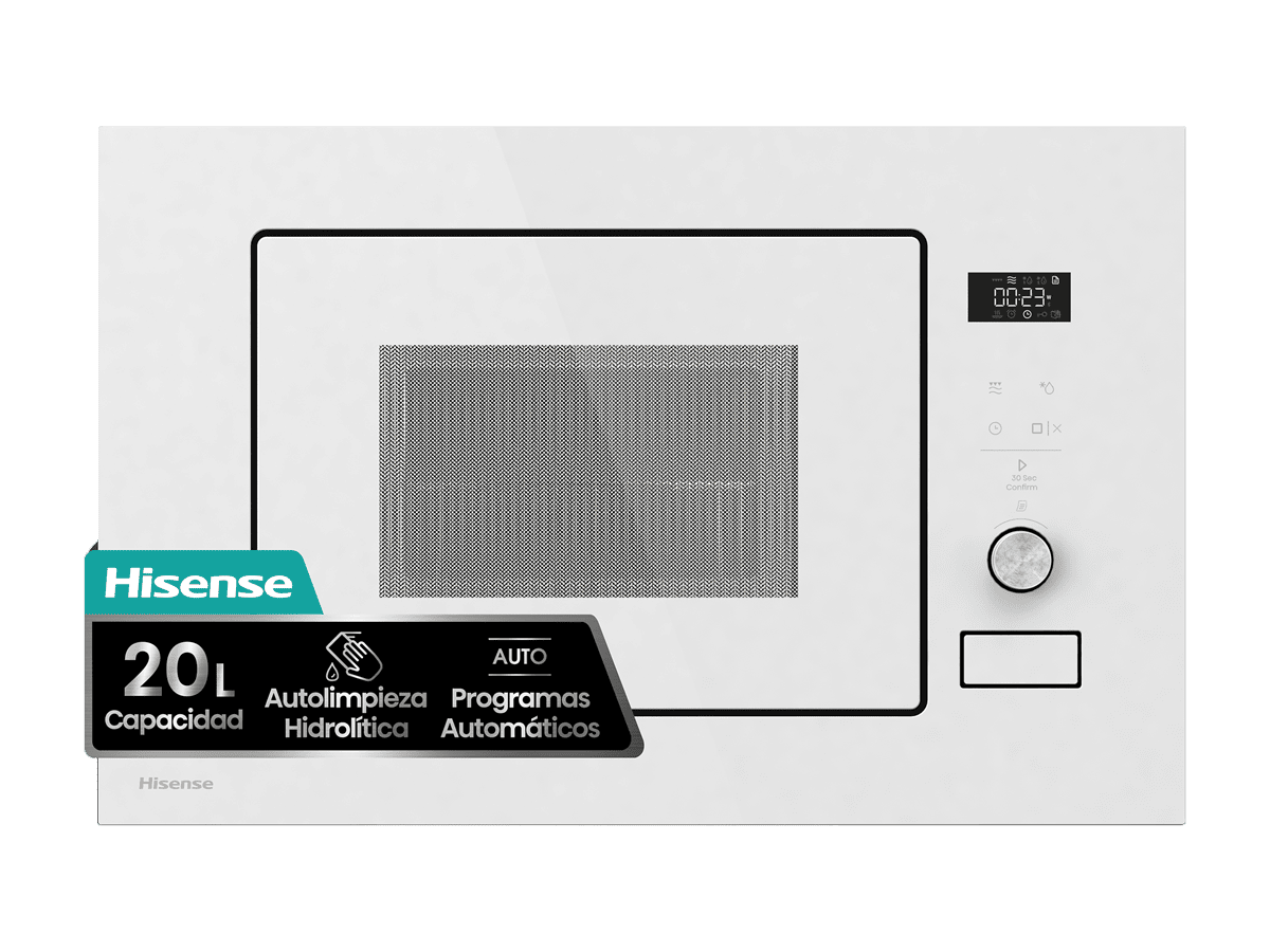 Hisense - BIM320G52WG – Microondas De Integración, Capacidad 20L, Color Cristal Blanco, , 