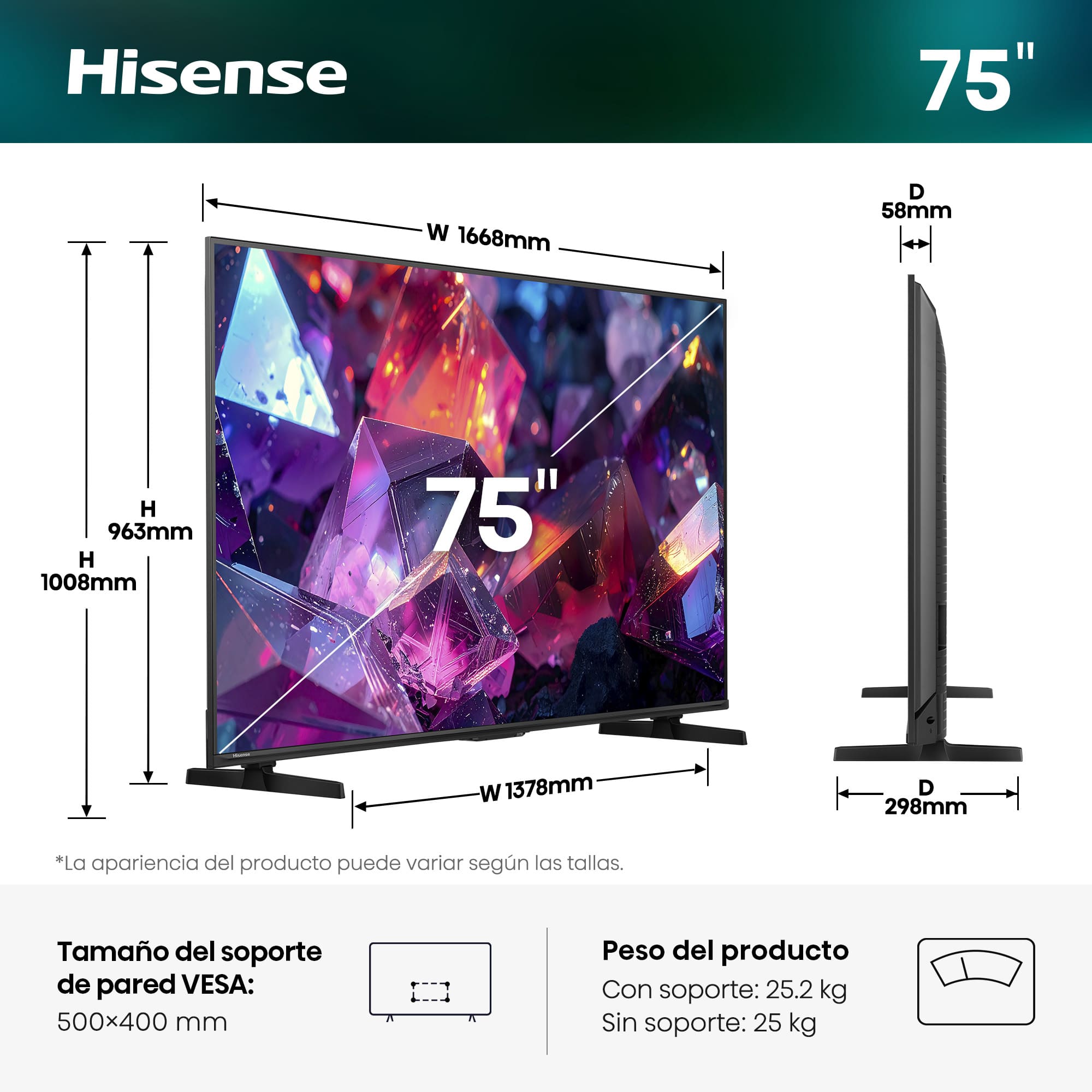 Hisense - Serie E7 PRO QLED Gaming TV Hisense 75E7S PRO