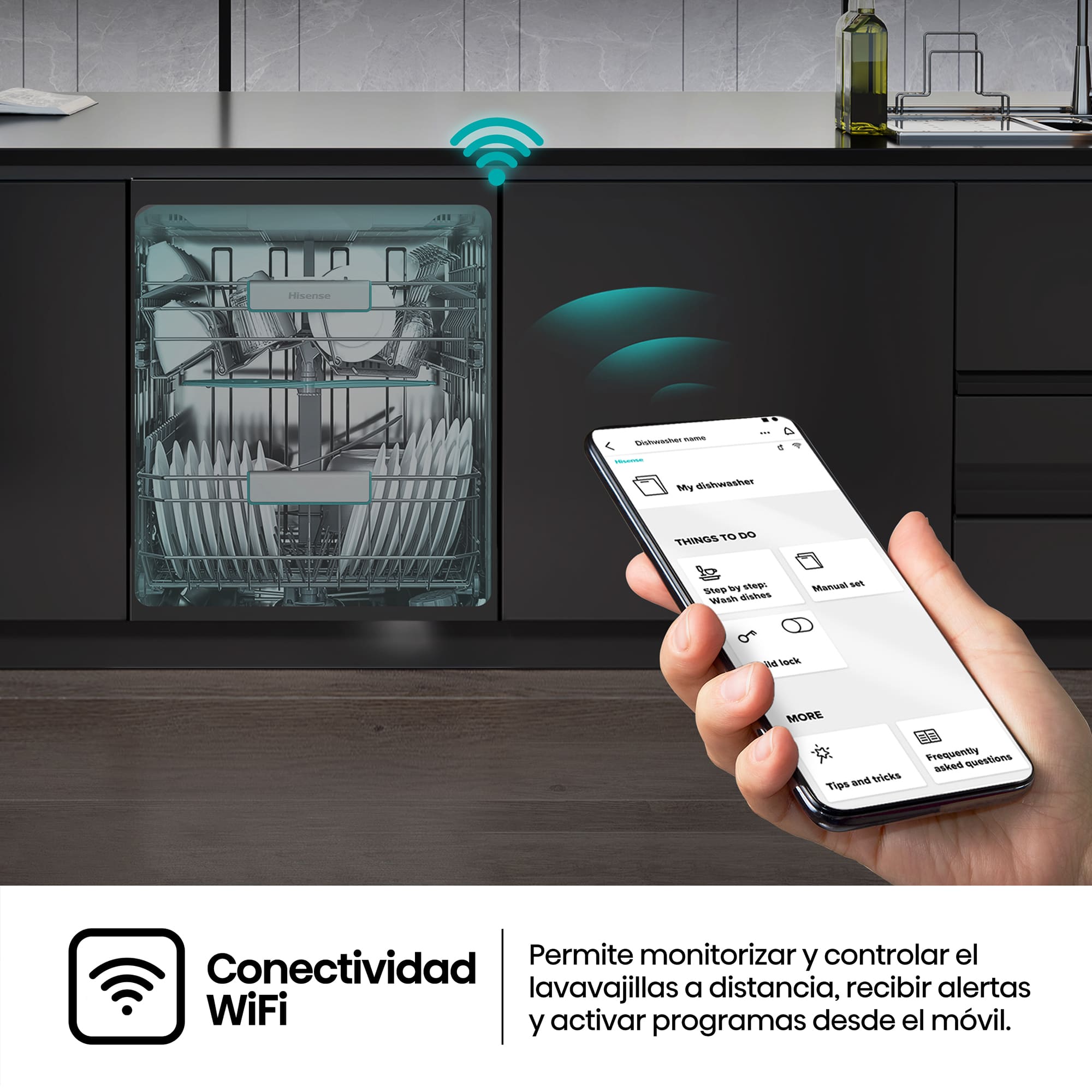Hisense - HFI5A6360H – Lavavajillas 60Cm De Encastre, Clase A, Capacidad 16 Serv.