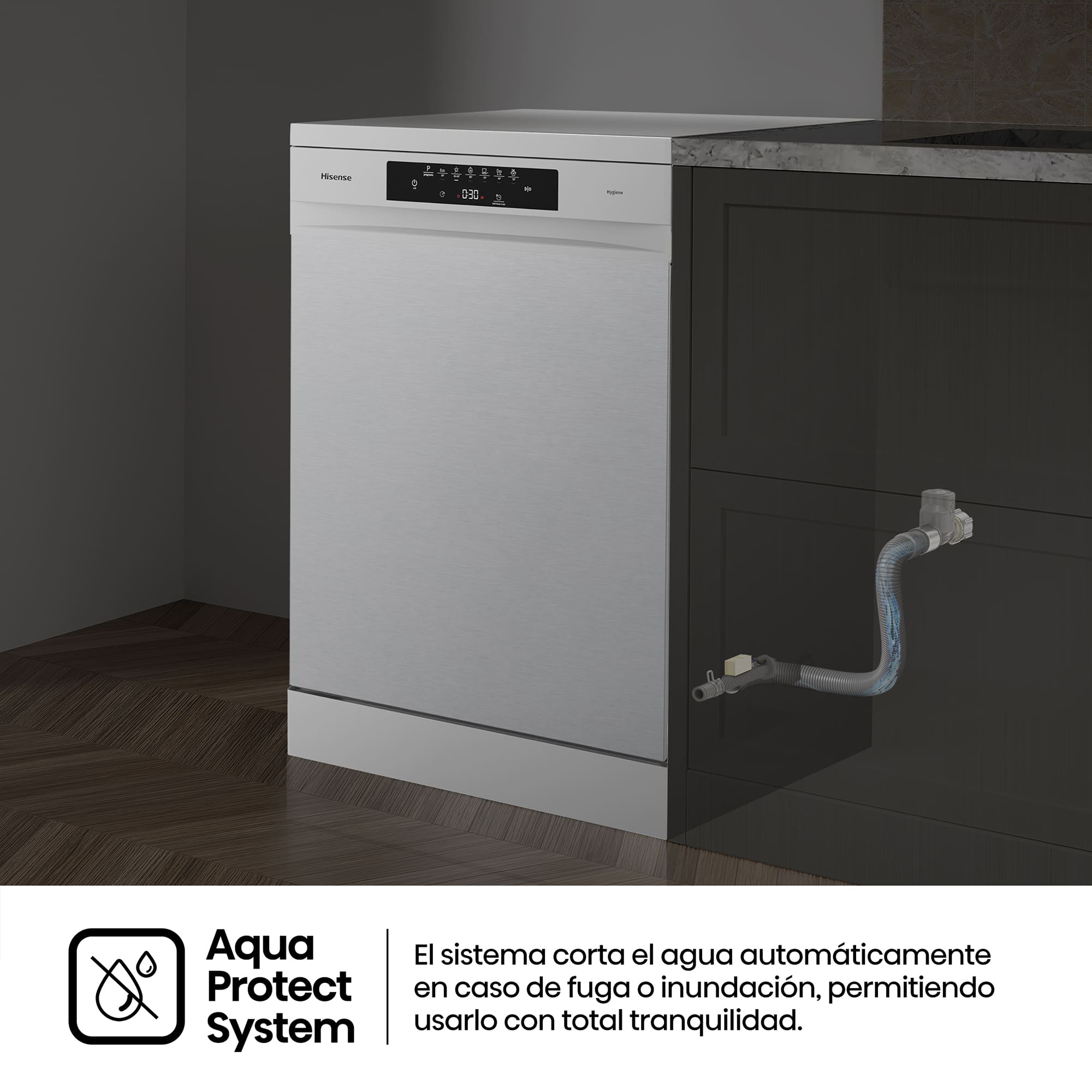 Hisense - HS643B90X – Lavavajillas 60Cm De Libre Instalación, Clase B, Capacidad 15 Serv., Color Inox