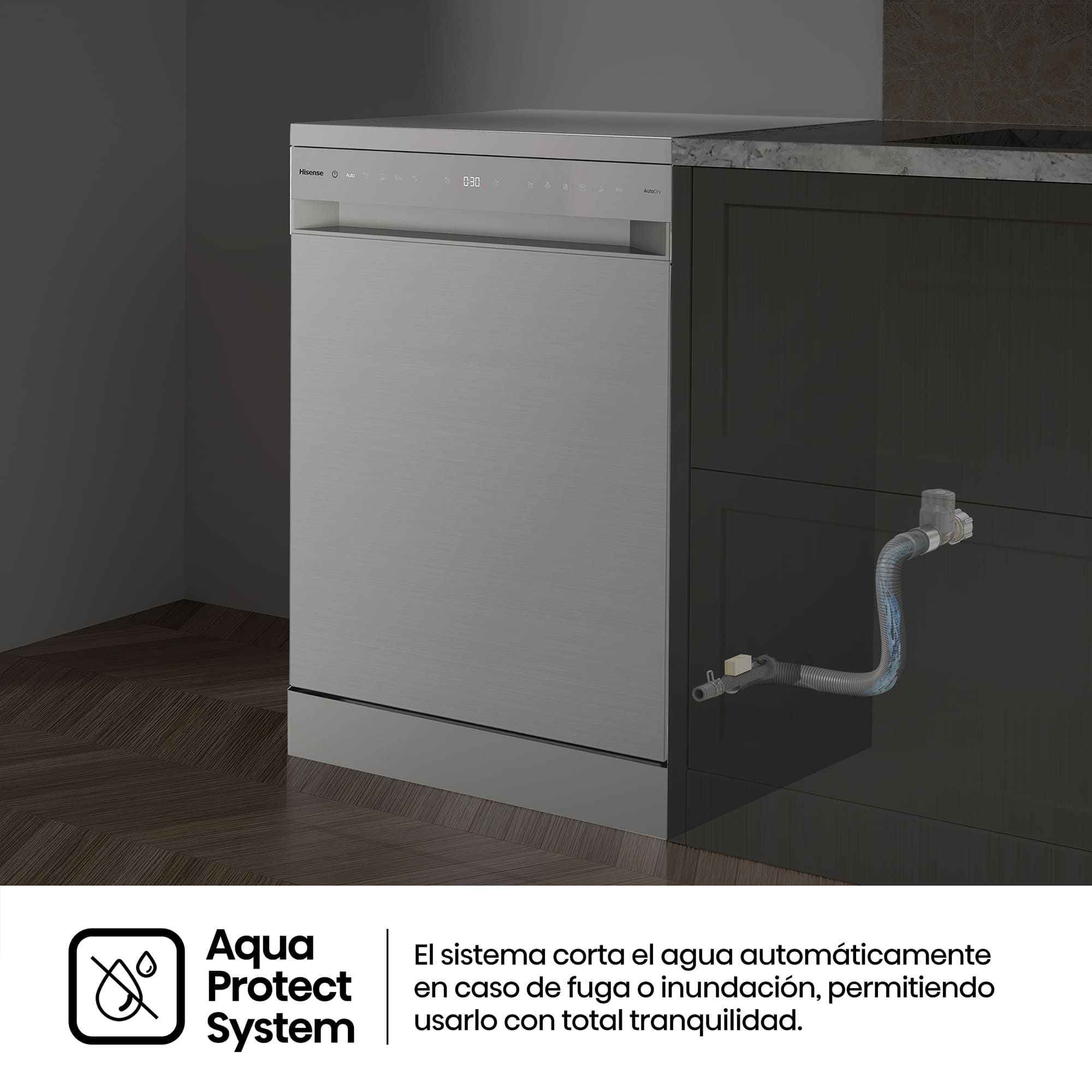 Hisense - HS663A90XUK – Lavavajillas 60Cm De Libre Instalación, Clase A, Capacidad 16 Serv., Color Inox