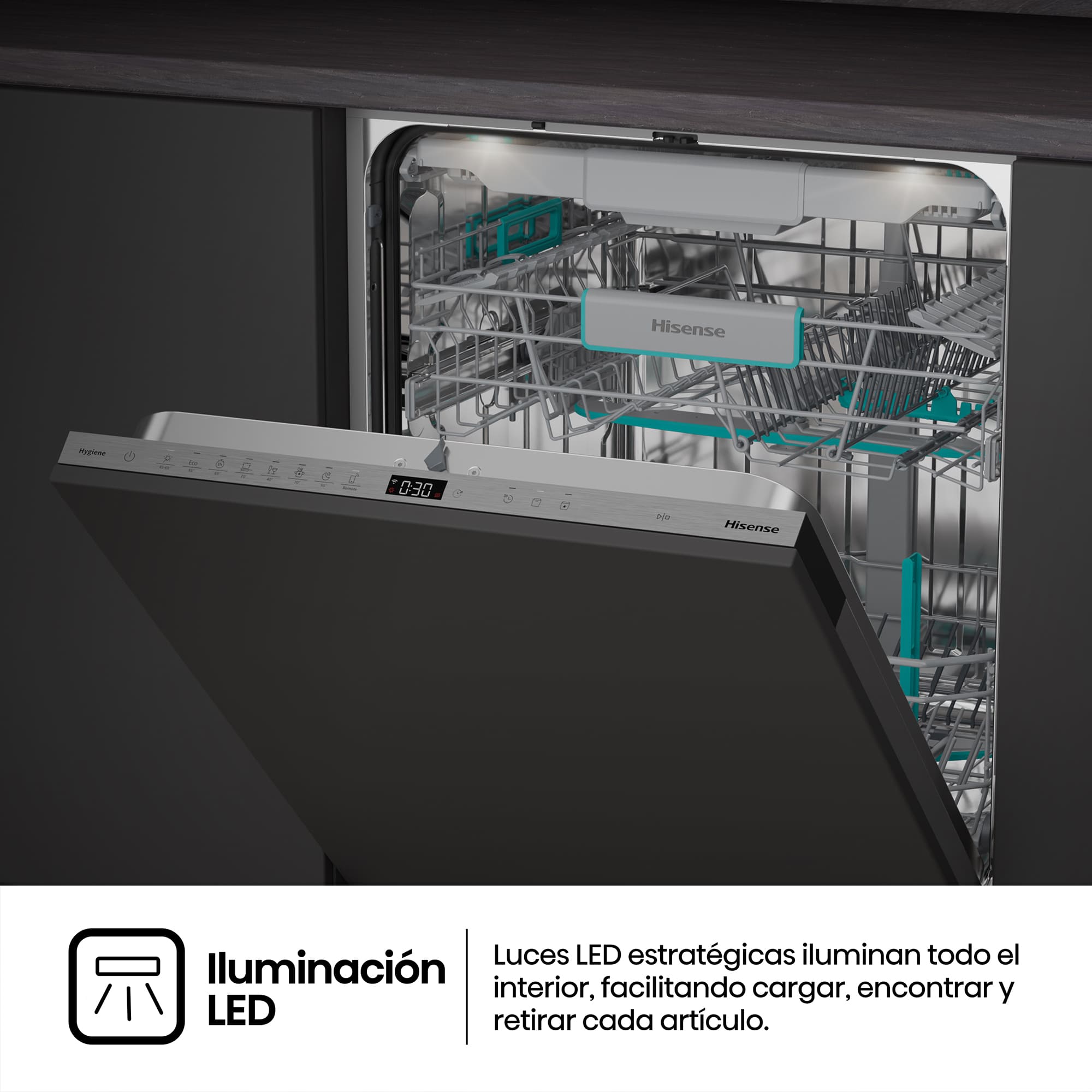 Hisense - HFI5A6360H – Lavavajillas 60Cm De Encastre, Clase A, Capacidad 16 Serv.