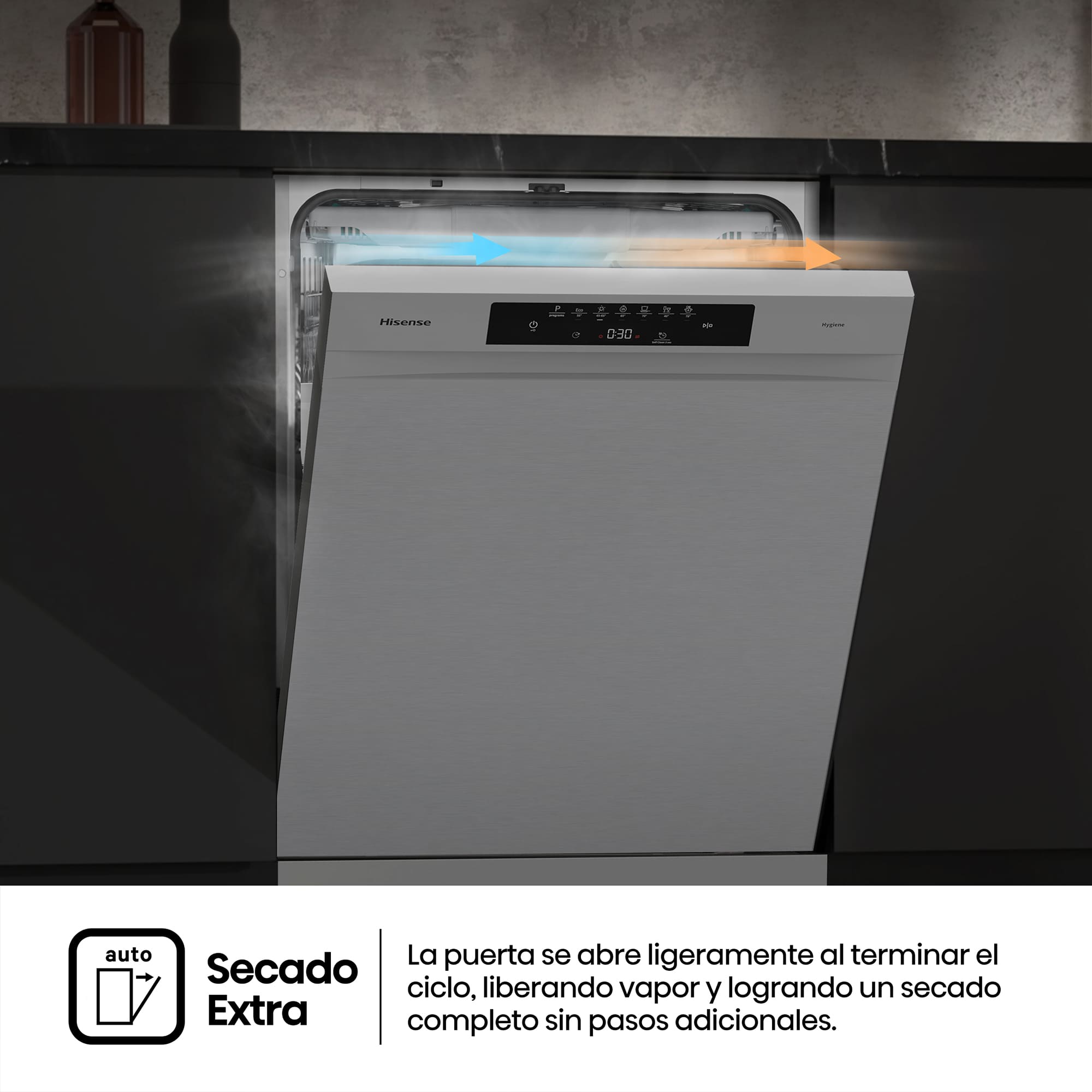 Hisense - HS643B90X – Lavavajillas 60Cm De Libre Instalación, Clase B, Capacidad 15 Serv., Color Inox