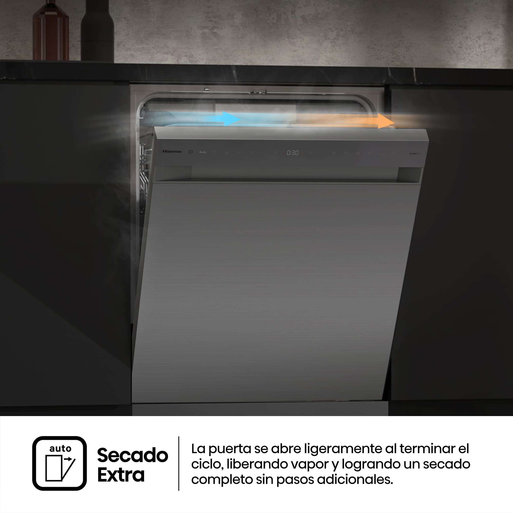 Hisense - HS663A90XUK – Lavavajillas 60Cm De Libre Instalación, Clase A, Capacidad 16 Serv., Color Inox