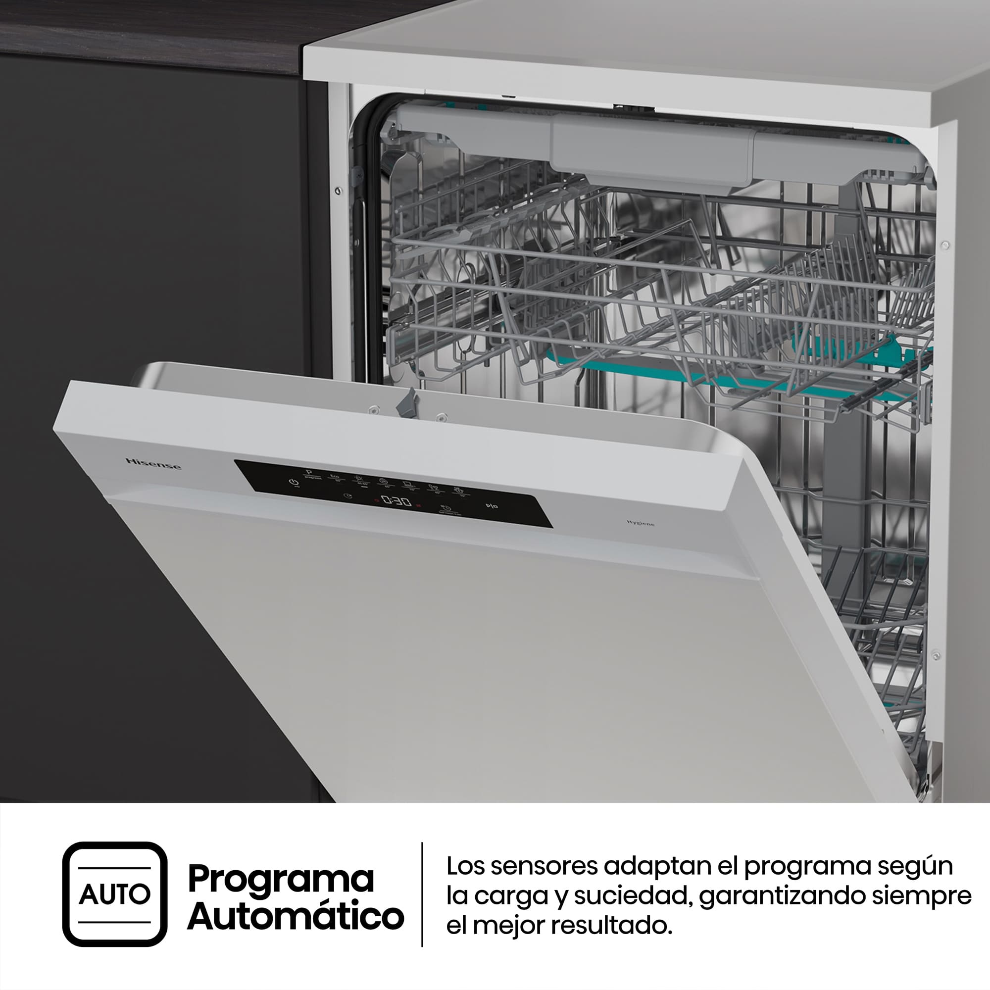Hisense - HS643B90W – Lavavajillas 60Cm De Libre Instalación, Clase B, Capacidad 15 Serv., Color Blanco