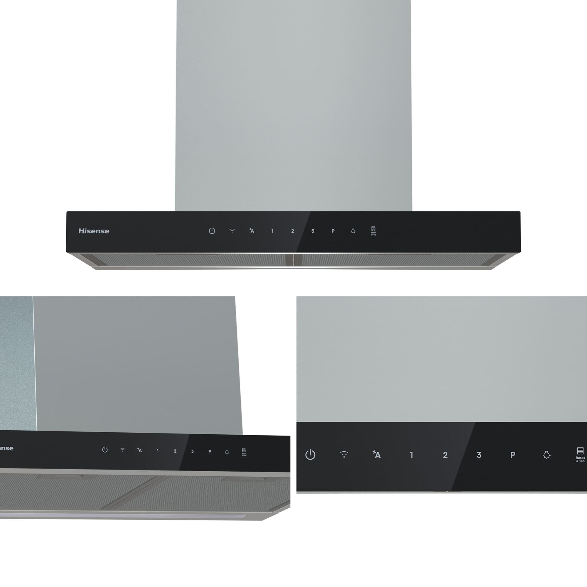 Hisense - CH6T6226XGB – Campana T Invertida 60Cm, Clase A+, Capacidad 446M³/H, Color Inox