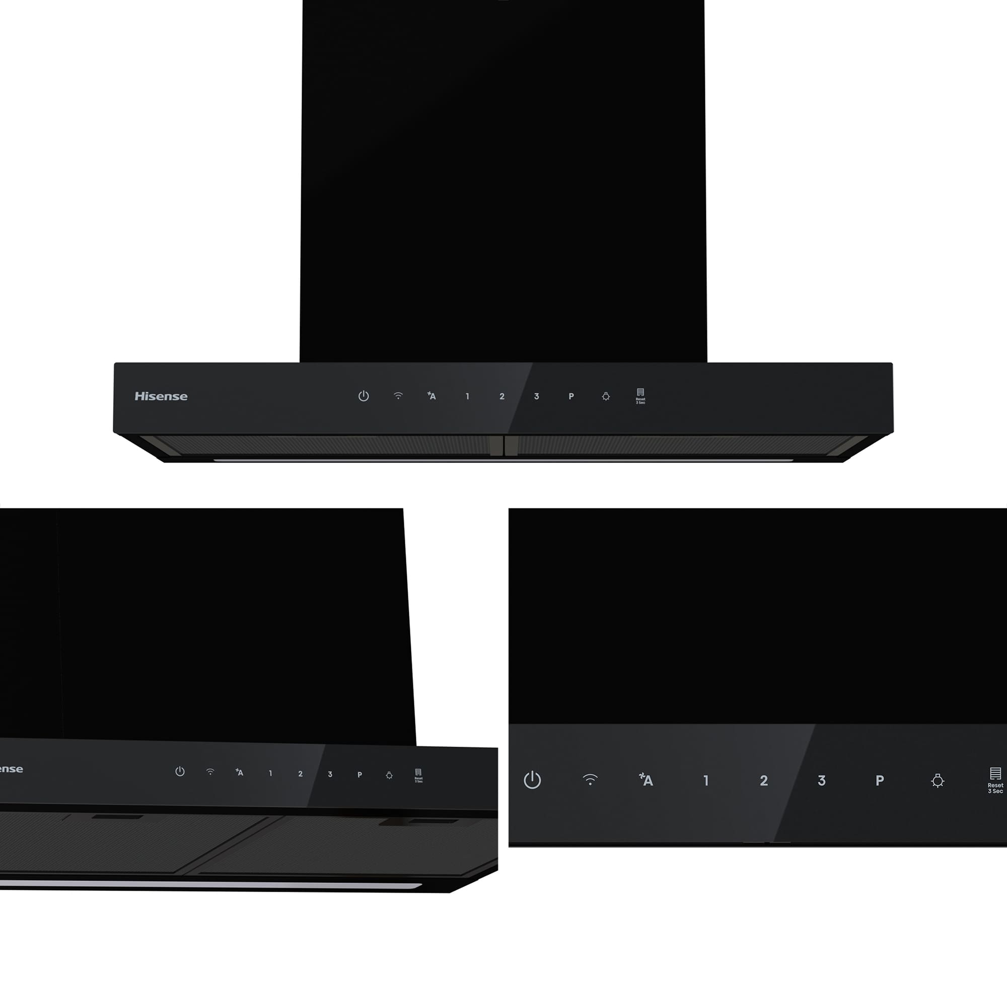 Hisense - CH6T6226B – Campana T Invertida 60Cm, Clase A+, Capacidad 446M³/H, Color Negro