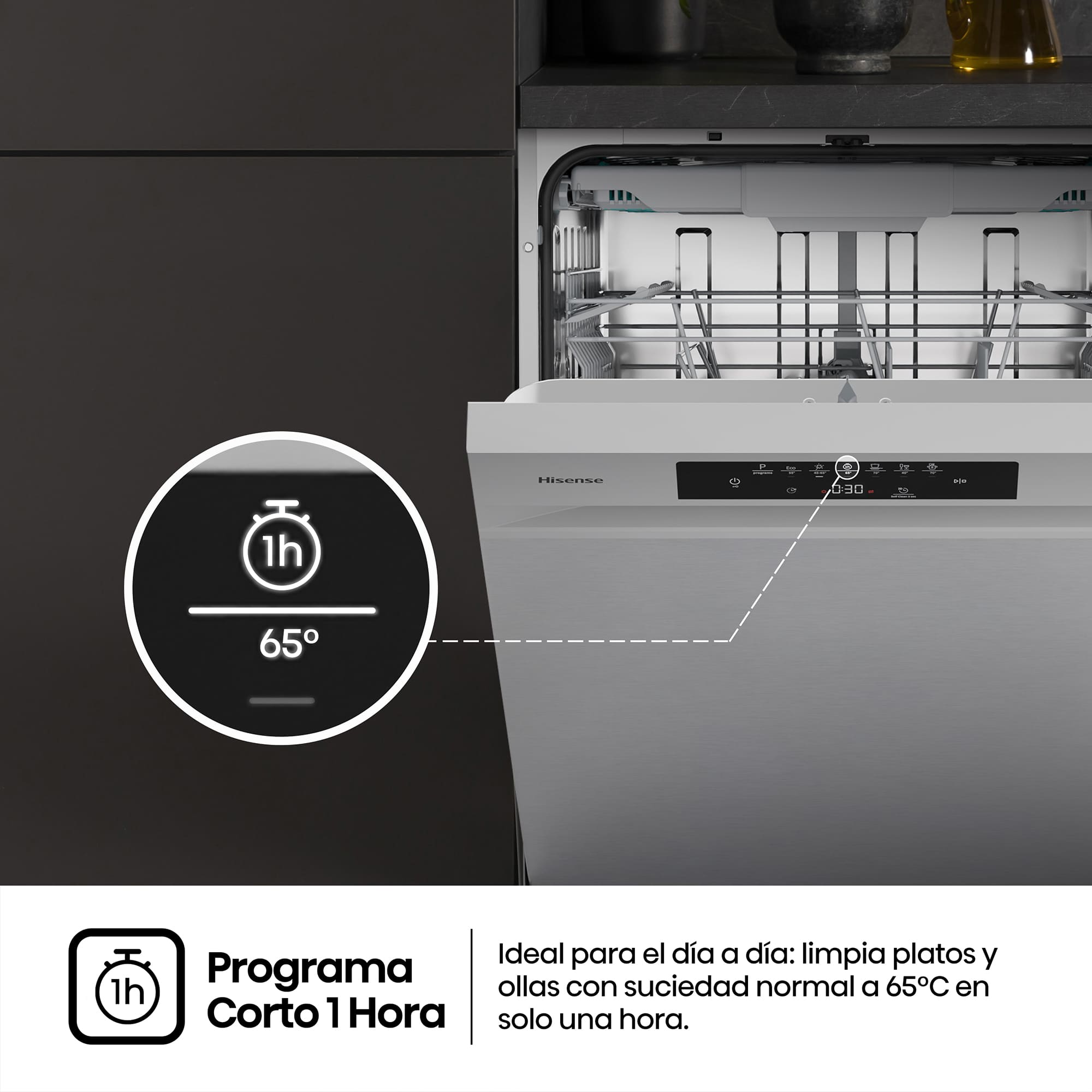 Hisense - HS643B90X – Lavavajillas 60Cm De Libre Instalación, Clase B, Capacidad 15 Serv., Color Inox