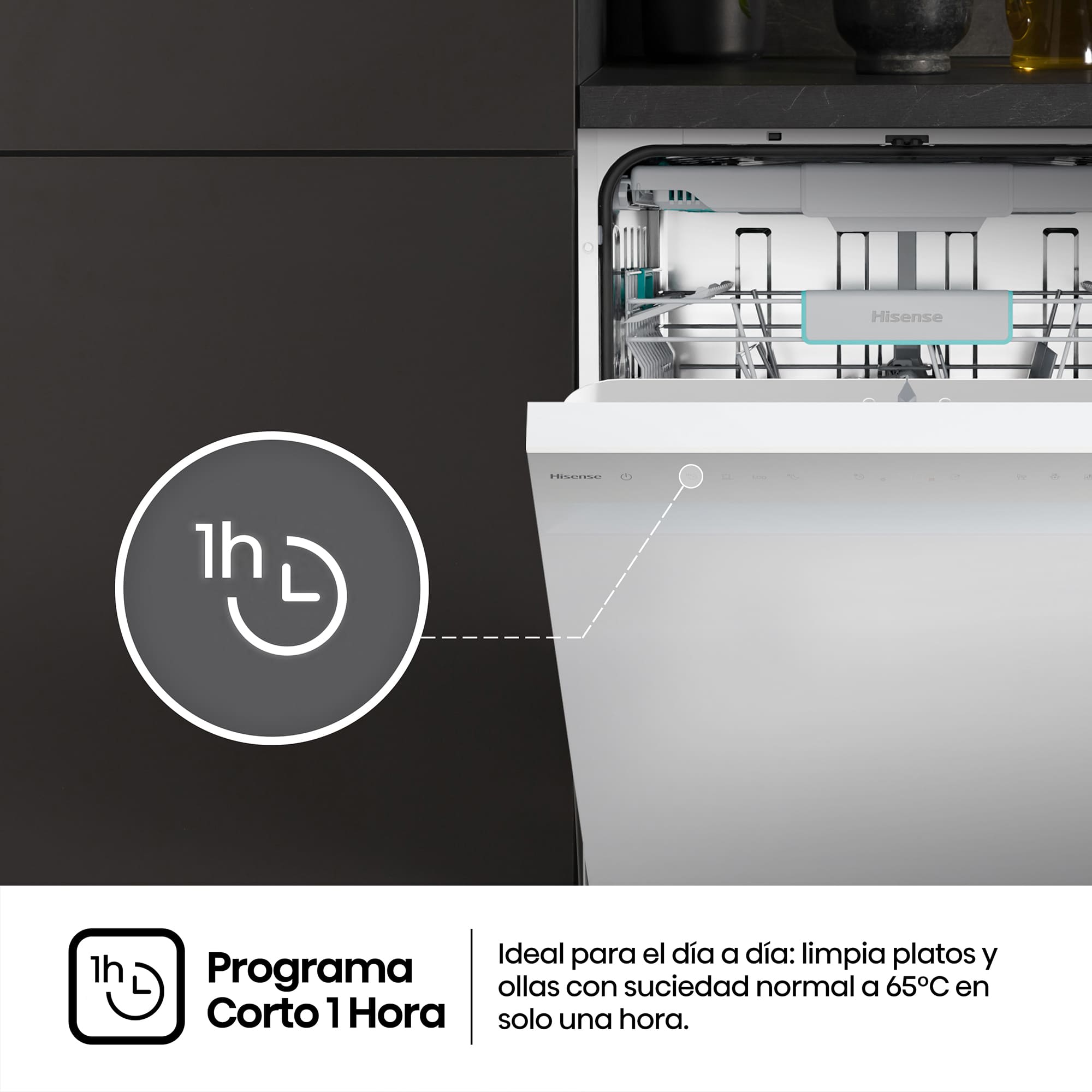 Hisense - HS663A90WUK – Lavavajillas 60Cm De Libre Instalación, Clase A, Capacidad 16 Serv., Color Blanco