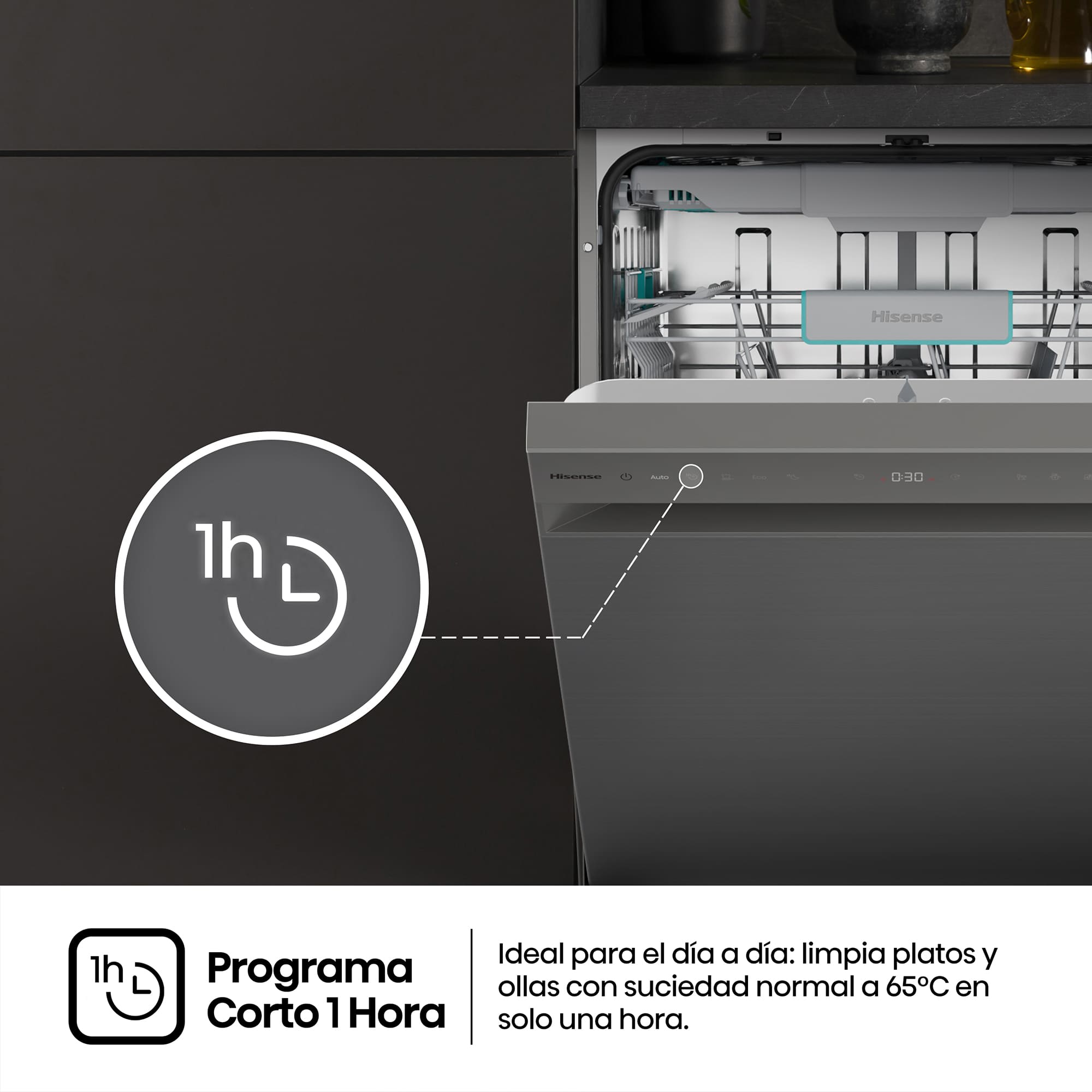 Hisense - HS663A90XUK – Lavavajillas 60Cm De Libre Instalación, Clase A, Capacidad 16 Serv., Color Inox