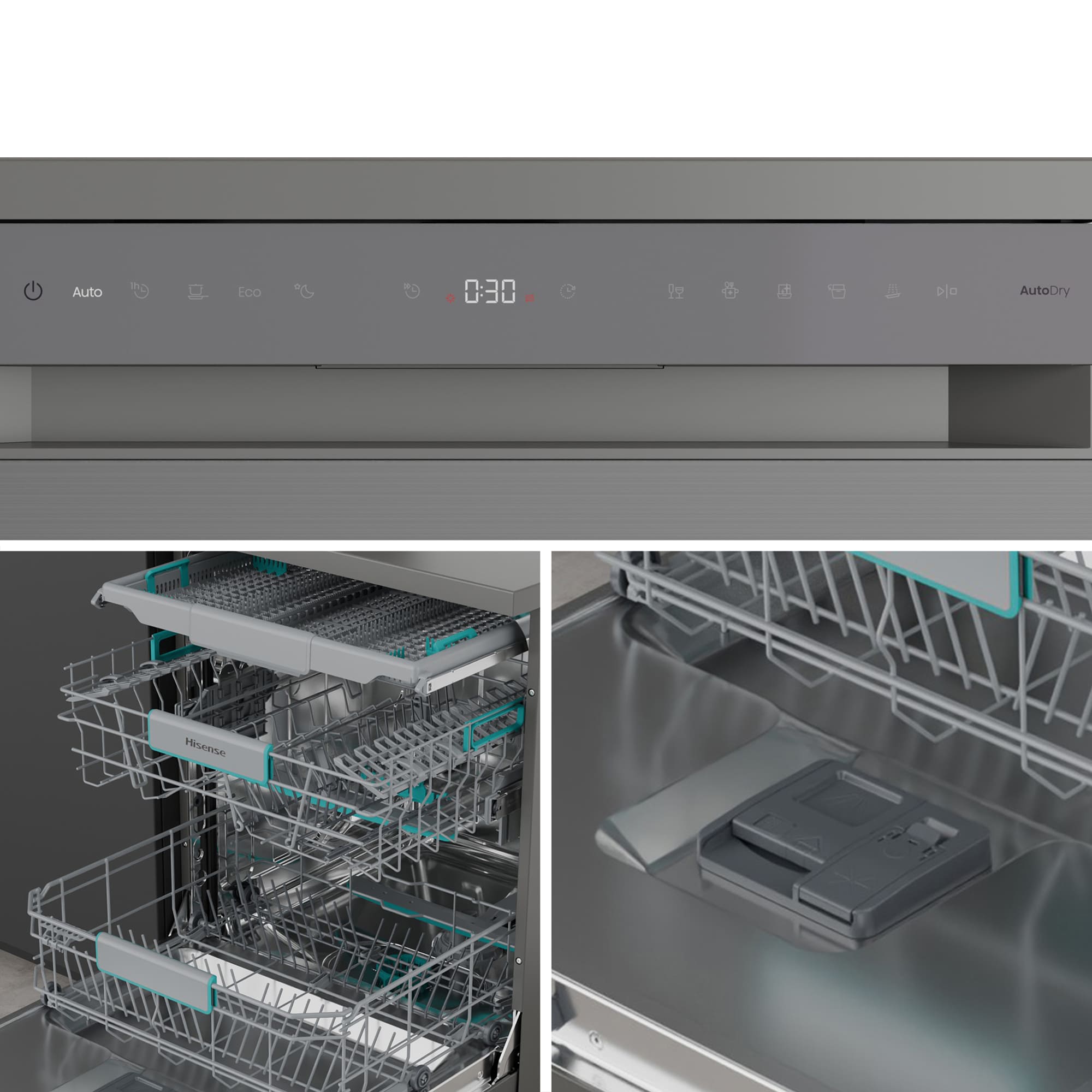 Hisense - HS663A90XUK – Lavavajillas 60Cm De Libre Instalación, Clase A, Capacidad 16 Serv., Color Inox