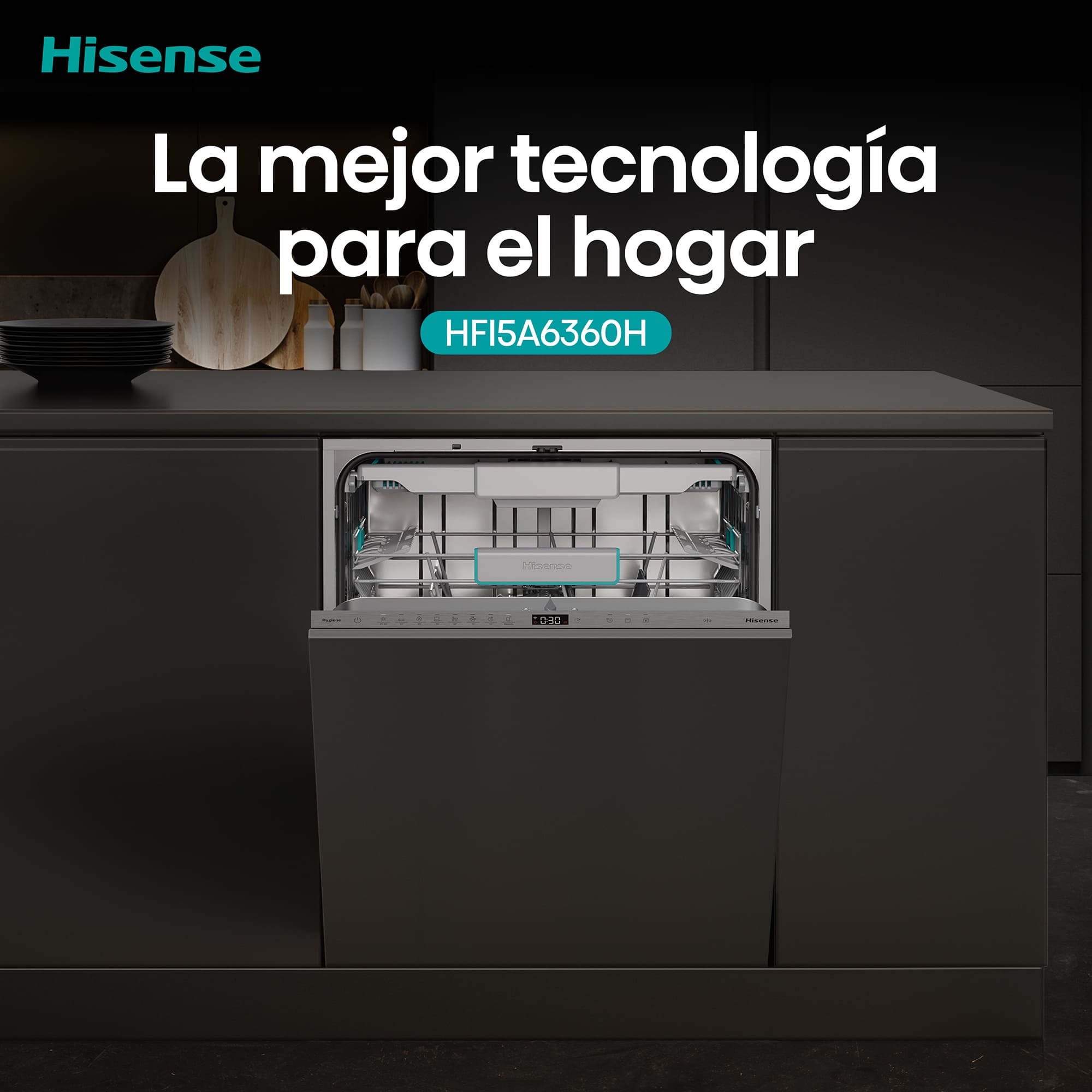 Hisense - HFI5A6360H – Lavavajillas 60Cm De Encastre, Clase A, Capacidad 16 Serv.