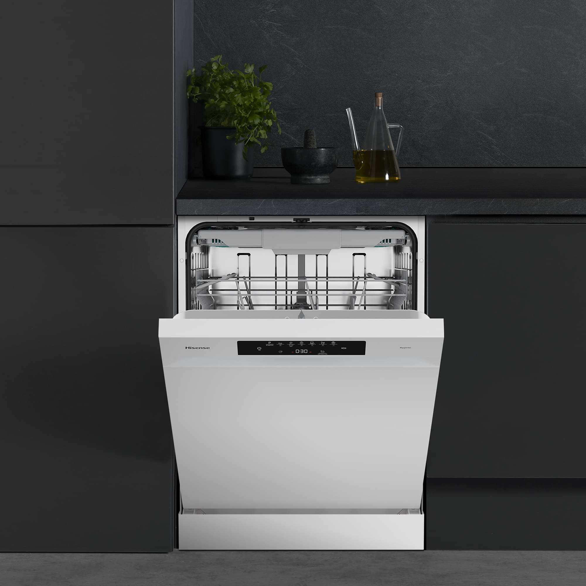 Hisense - HS643B90W – Lavavajillas 60Cm De Libre Instalación, Clase B, Capacidad 15 Serv., Color Blanco