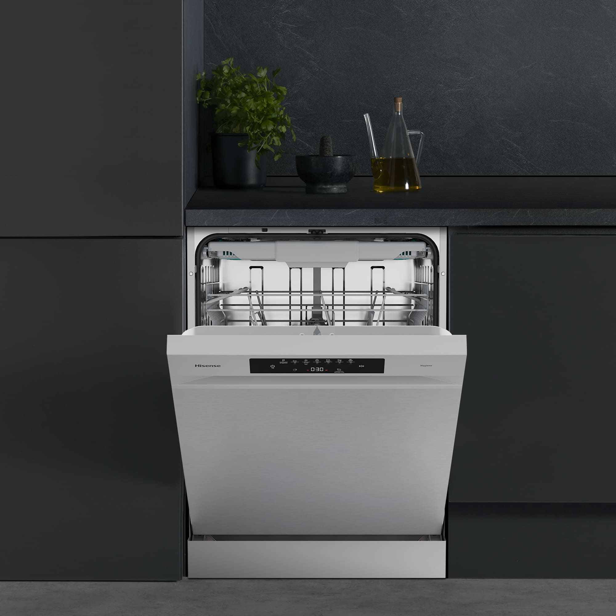 Hisense - HS643B90X – Lavavajillas 60Cm De Libre Instalación, Clase B, Capacidad 15 Serv., Color Inox