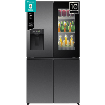 Americano 4 Puertas, Clase E, Capacidad 615L, Puerta de Cristal Transparente