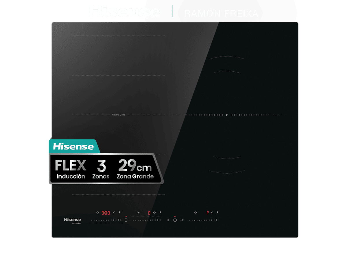 Hisense - HI6352BSCE – Placa Induccion Flex, 3 Zonas, Capacidad 7400W, Color Negro, , 