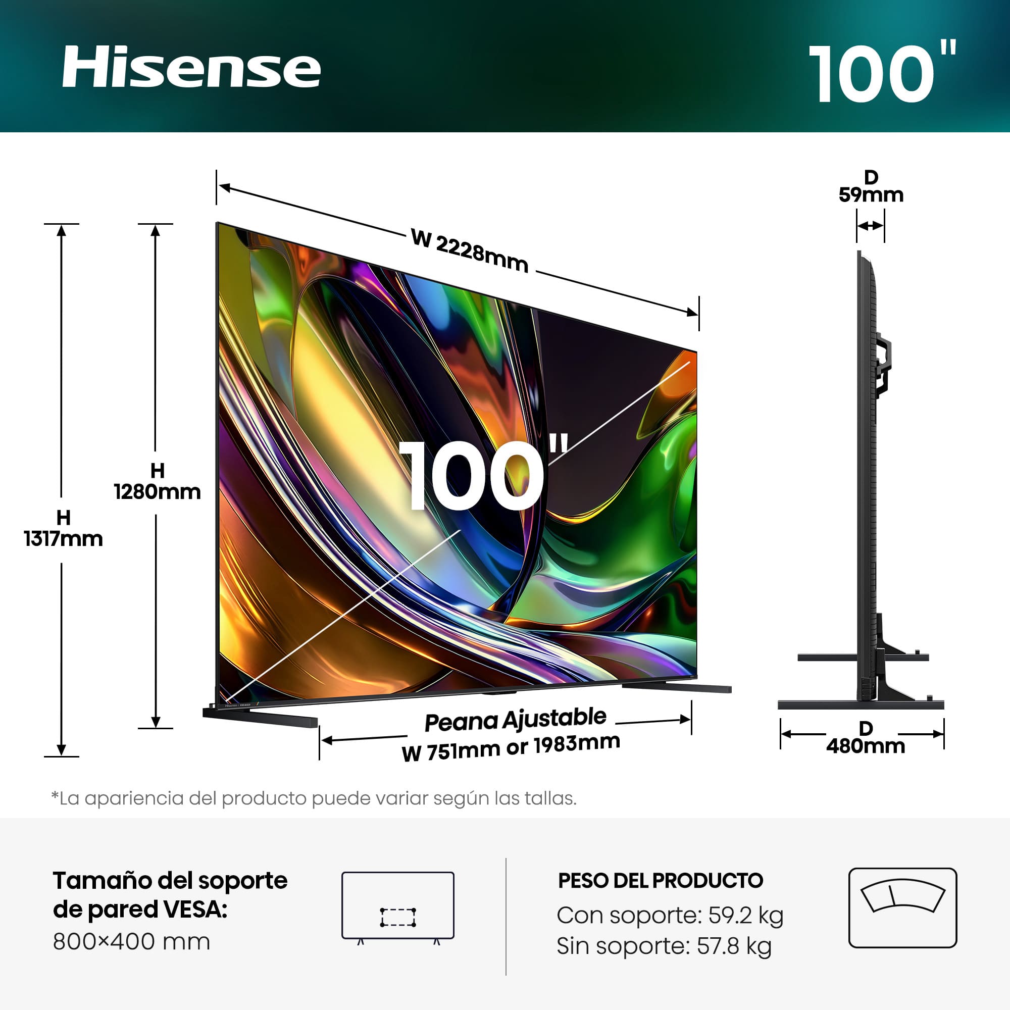 Hisense - Serie UR8 RGB MiniLED Hisense TV 100UR8S
