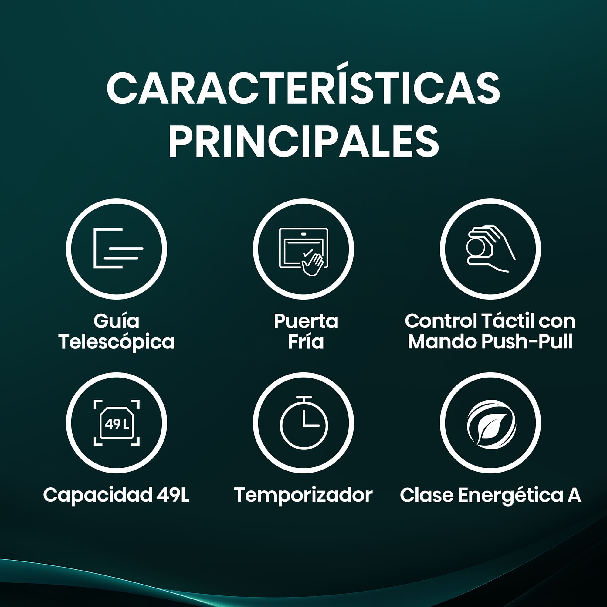 Hisense - BI44221ABG – Horno Compacto, Clase A, Capacidad 49L, Color Cristal Negro